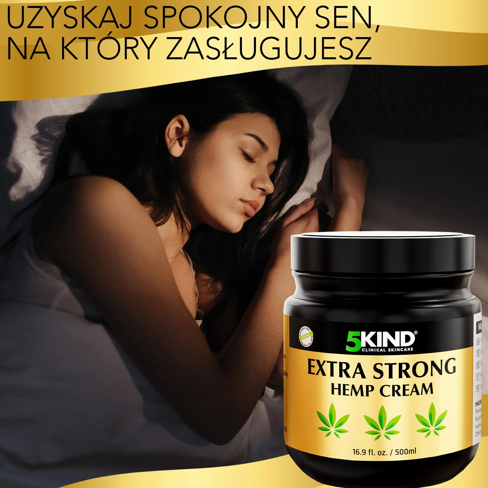 5kind bardzo mocny krem konopny, formuła oleju konopnego o wysokiej wytrzymałości, bóle stawów i mięśni, ulga w bólu mięśni, stóp, kolan, szyi, ramion - bogaty w naturalne ekstrakty, 500 ml