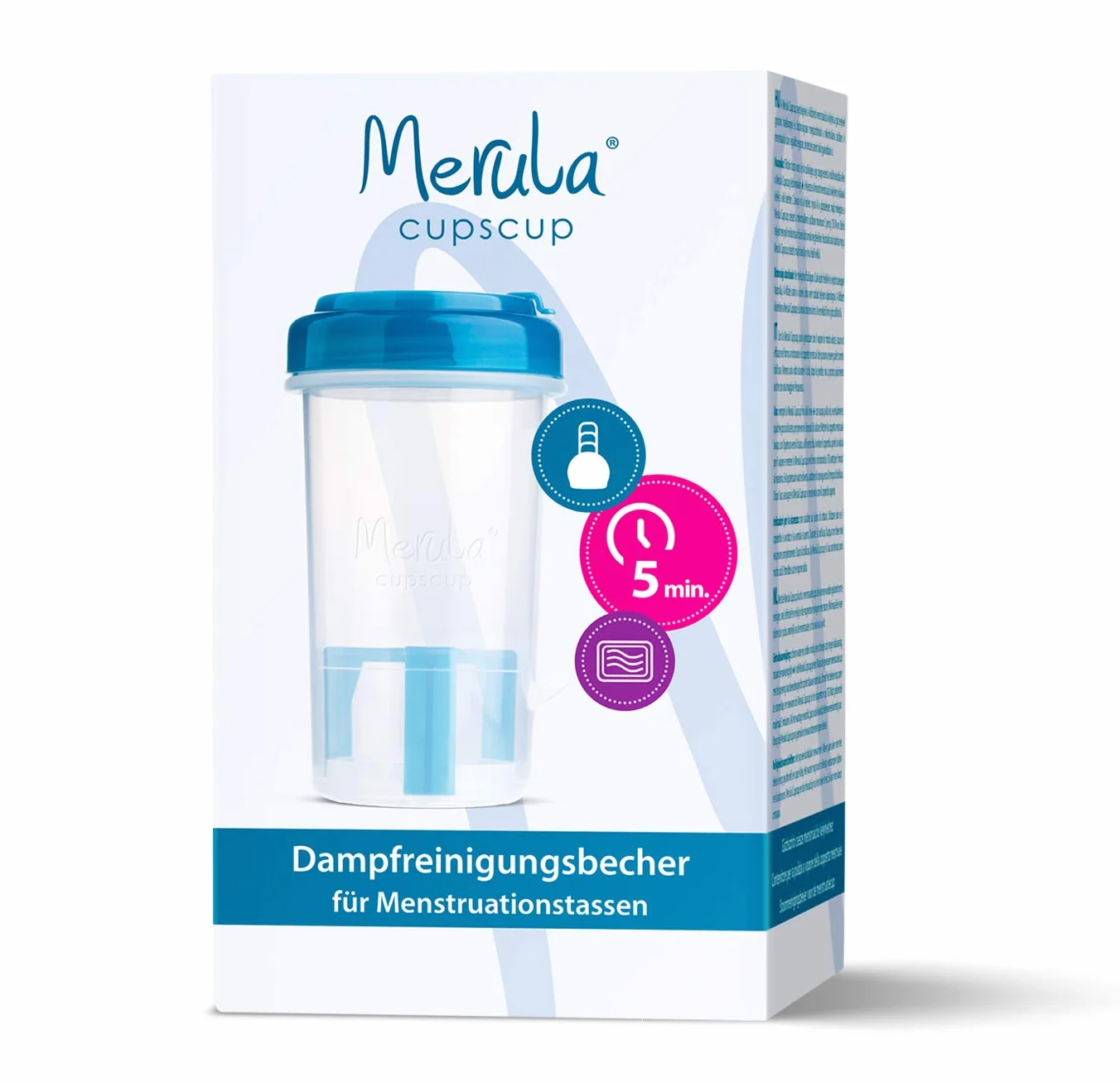 Merula Cupscup kubek do czyszczenia parą mikrofalową na kubki menstruacyjne, przezroczysty-niebieski