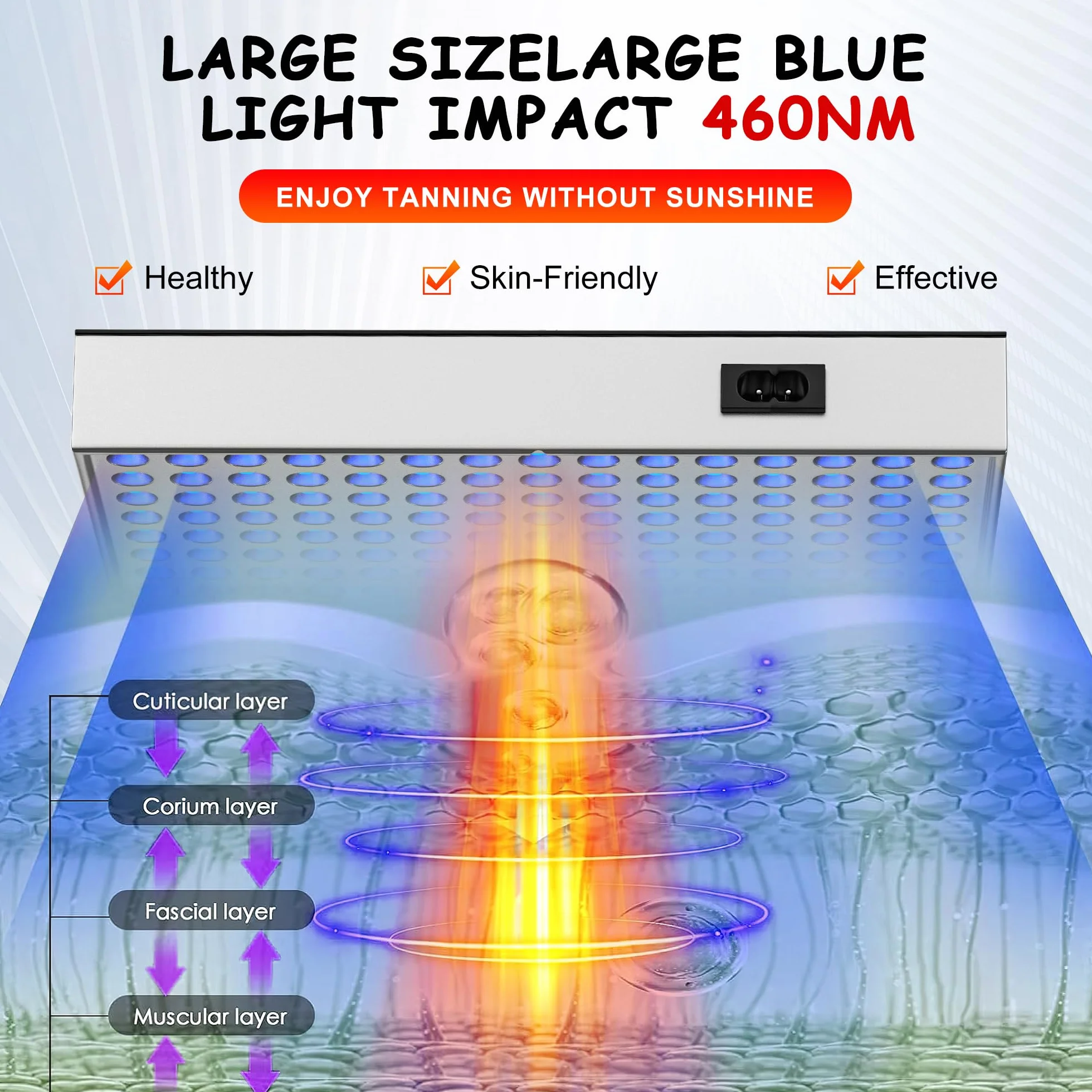 Lampa do opalania do solarium do domu, przenośna lampa do opalania z 225 diodami LED, regulowany stojak, składany opalacz twarzy, do domu, światło opalające skórę twarzy i ciała