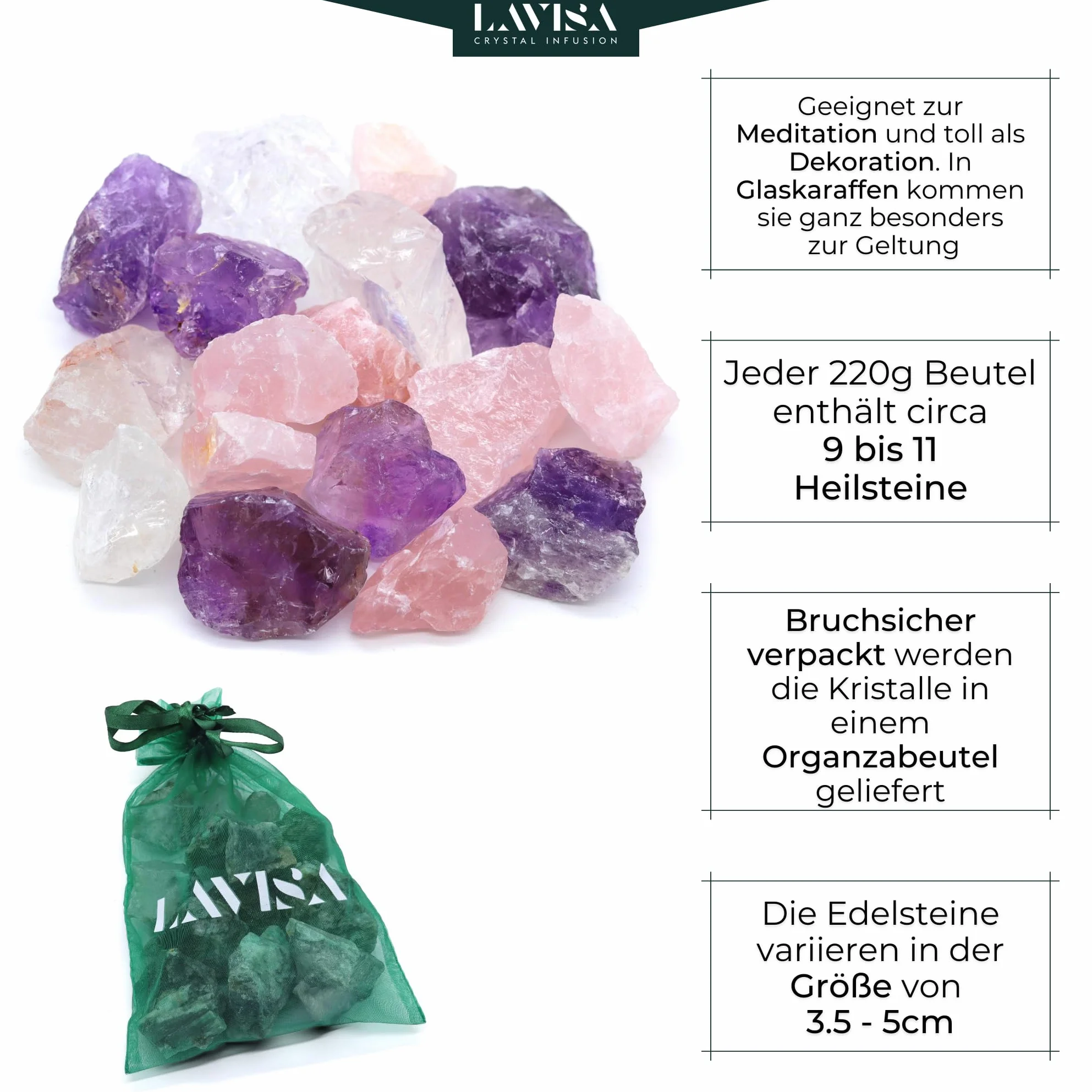 Kamienie Szlachetne 300g Mieszanka Bazy do Wody Pitnej Kryształy Energetyzacja