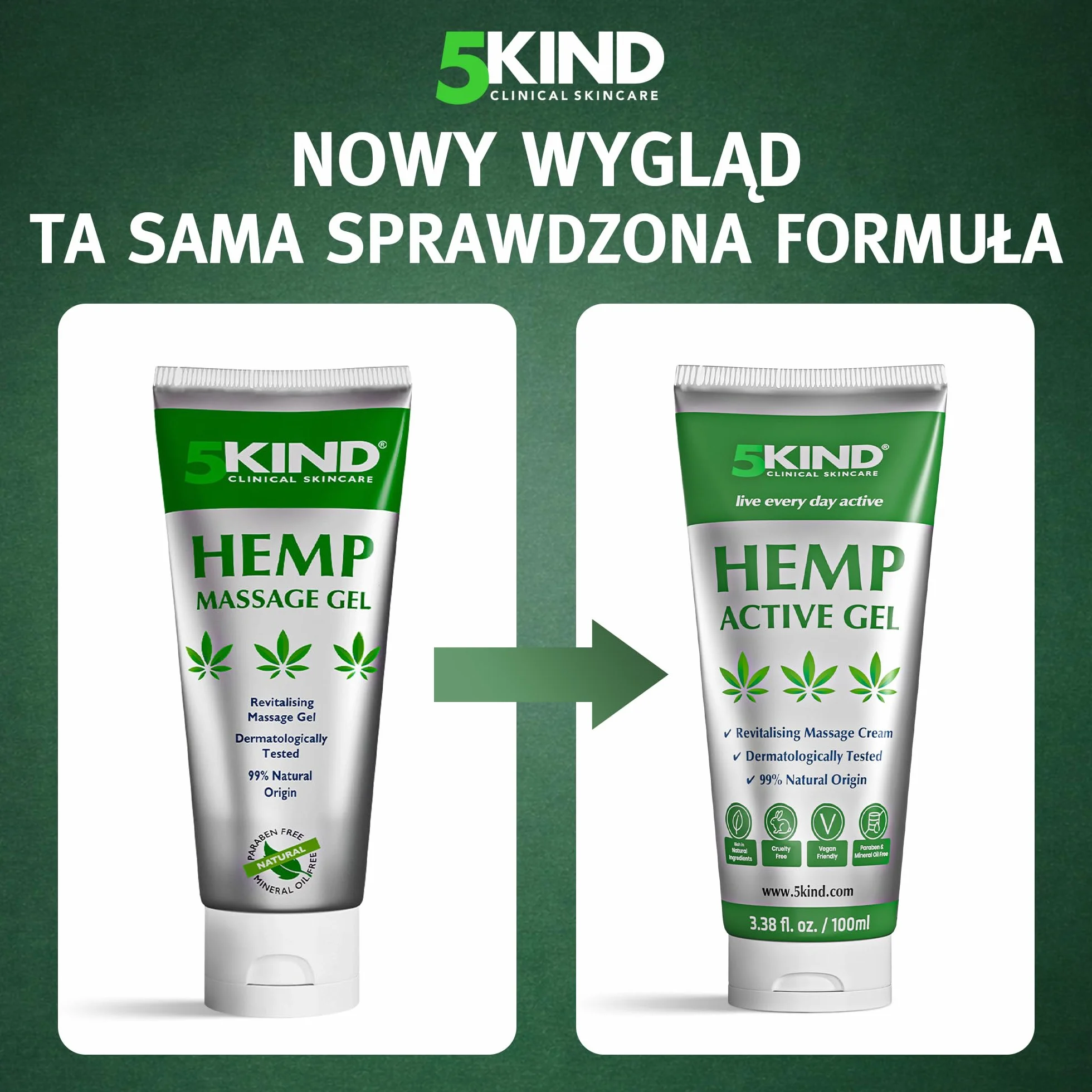5kind uspokajający aktywny żel konopny do mięśni i stawów – bardzo skuteczna, uspokajająca formuła z olejkiem konopi i naturalnymi ekstraktami, uspokaja stopy, kolana, plecy, ramiona 100ml