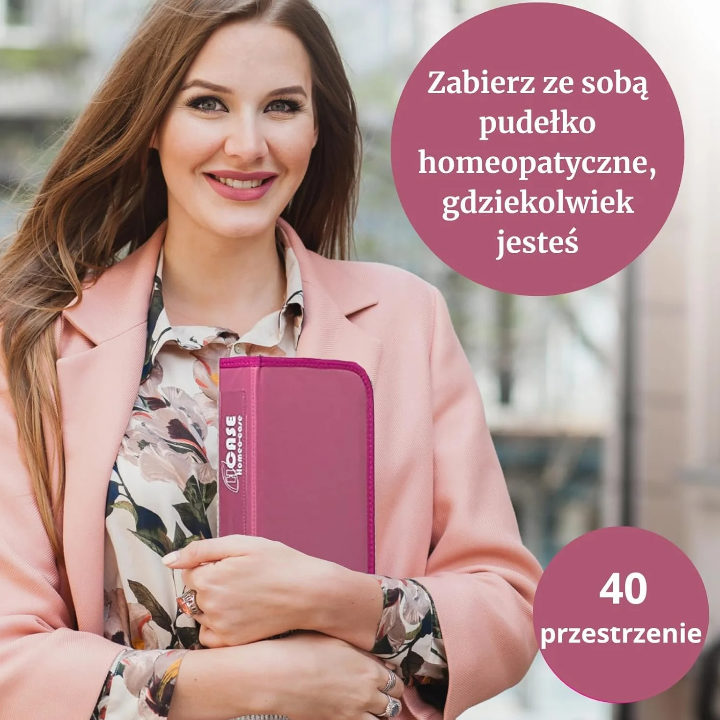 Etui Homeopatyczne 40 Przestrzeni na Fiolki Boiron 4 Grama Różowy