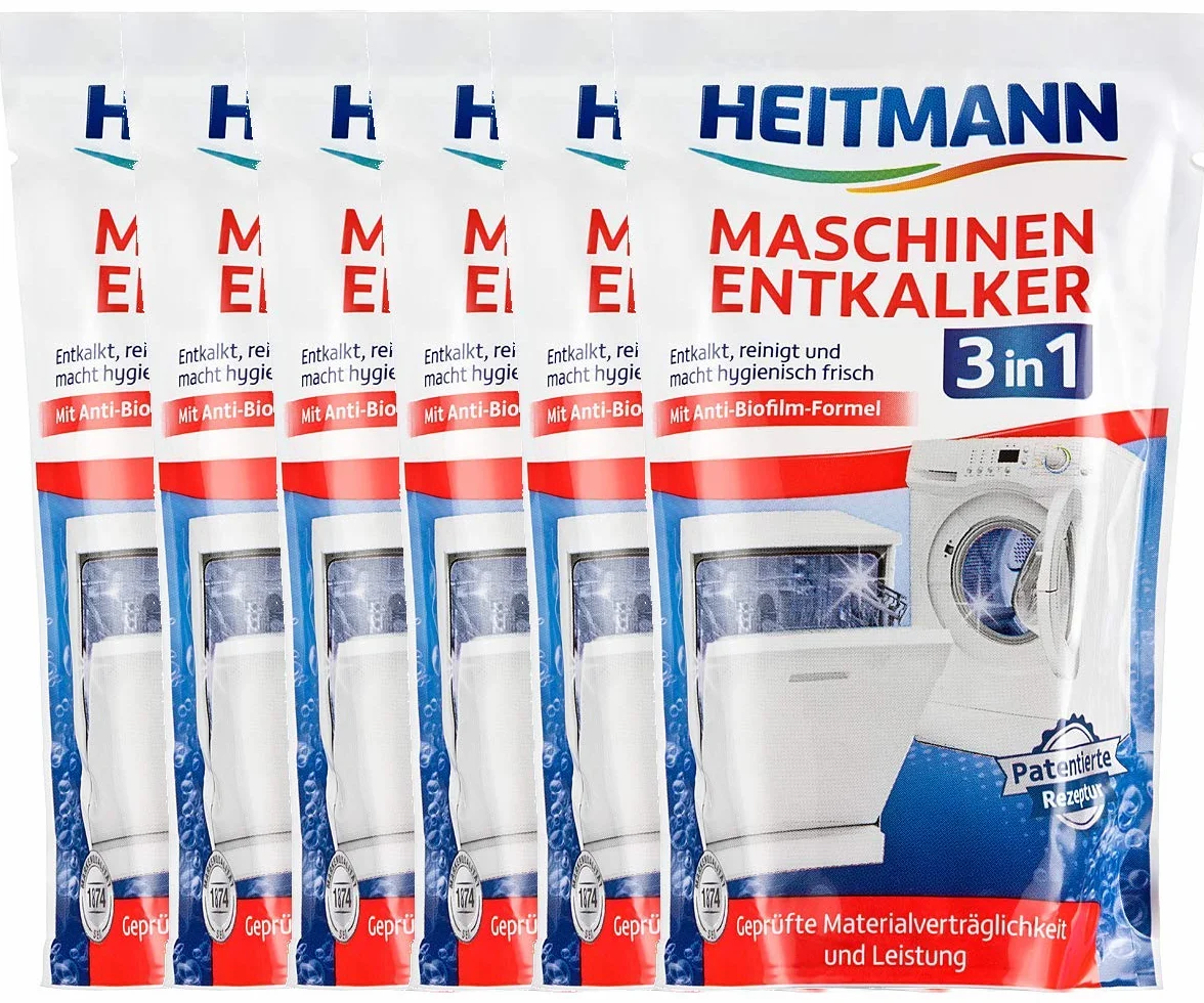 HEITMANN Odkamieniacz 3 w 1: pralka i zmywarka z formułą zapobiegającą powstawaniu nieprzyjemnych zapachów – odkamieniacz, środek czyszczący i higieniczna świeżość – chroni materiał