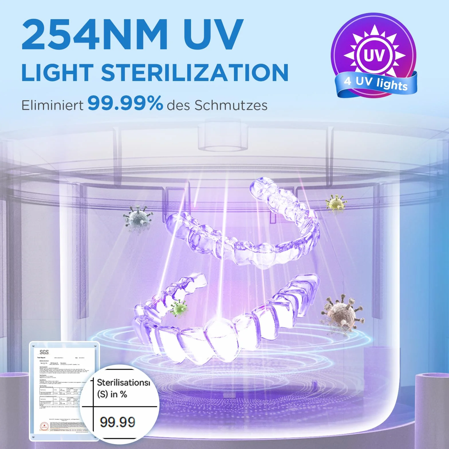 Urządzenie do czyszczenia ultradźwiękowego 45000 Hz, ultradźwiękowy środek czyszczący UV 200 ml Dental Pod - ultradźwiękowy środek czyszczący do protez zębowych, aparatów ortodontycznych,