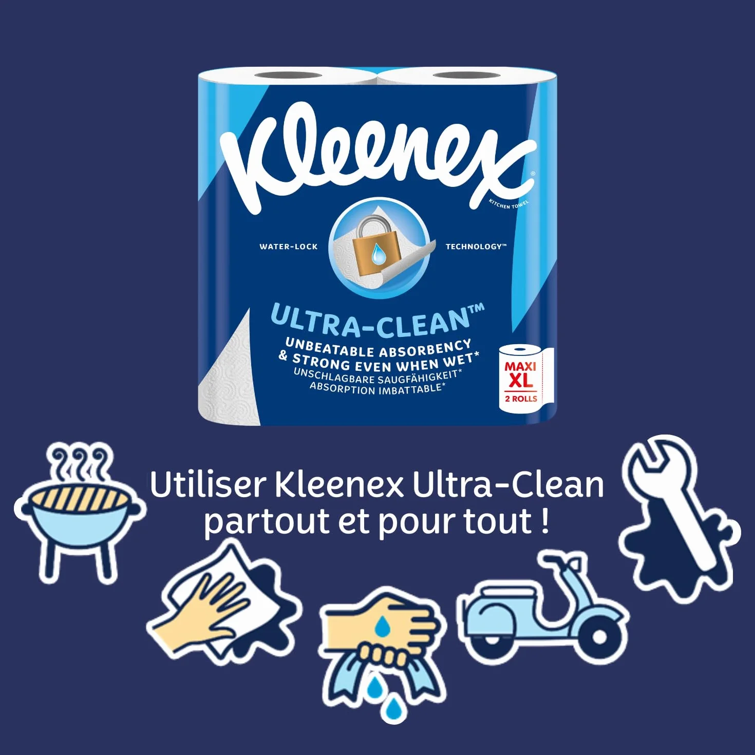 Kleenex® rolka kuchenna Ultra Clean™, 6 wałków kuchennych Maxi XL (= 9 rolek), niezrównana chłonność i wytrzymałość ręczniki kuchenne – 100% opakowanie do recyklingu