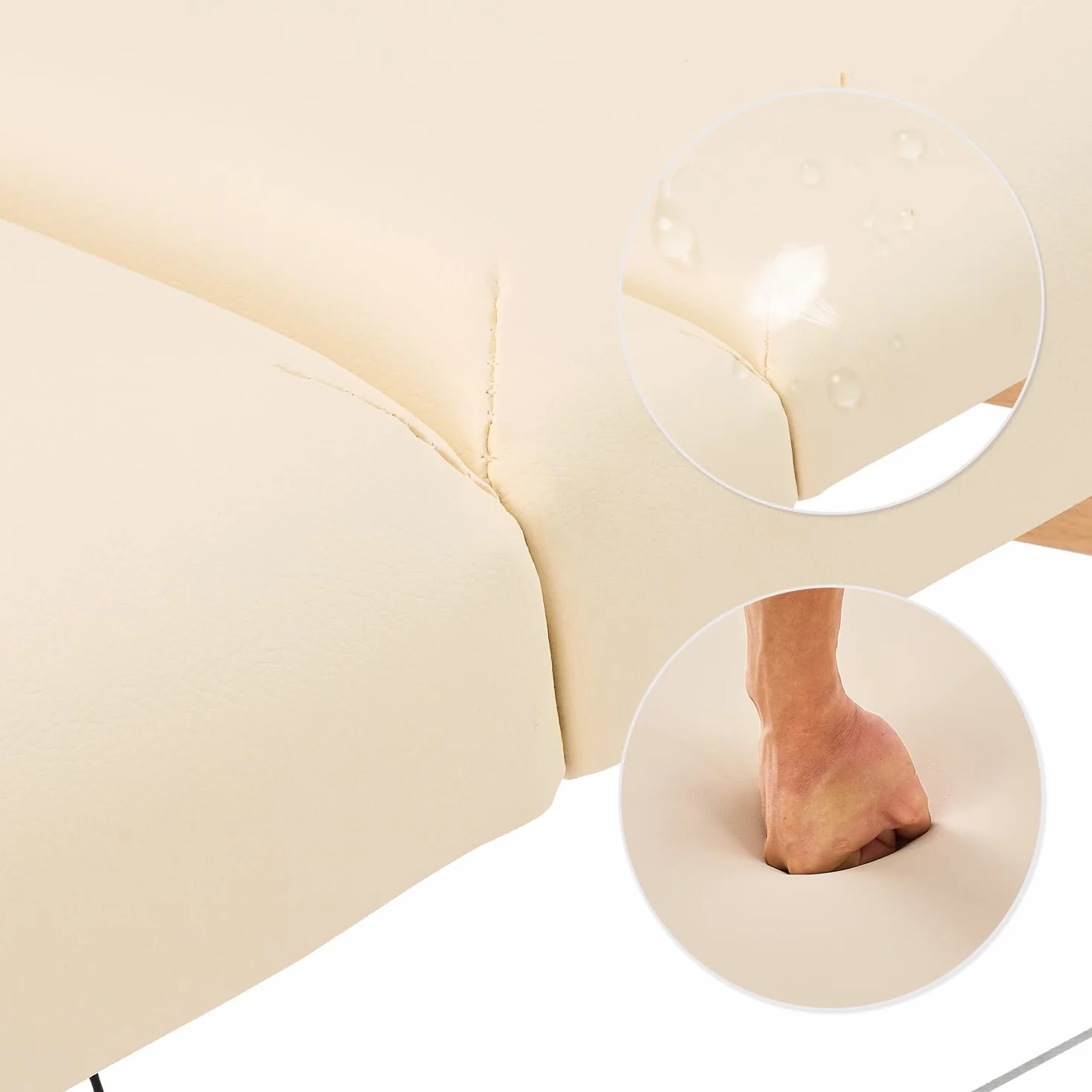 YOUNIKE Stół do masażu Łóżko Rzęsane 2 Składany Przenośny Beżowy Lekki Regulowany Profesjonalny Twarz Spa Salon Terapia Uroda Kosmetyczka Tatuaż 70 cm Szerokość