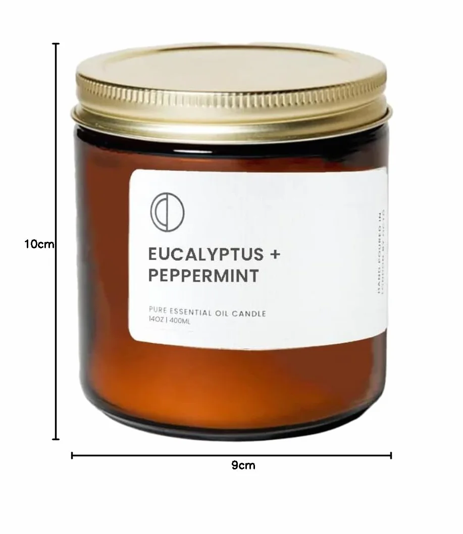 Świeca Zapachowa Eukaliptus Mięta Pieprzowa Olejki Eteryczne Wosk Sojowy 400 ml