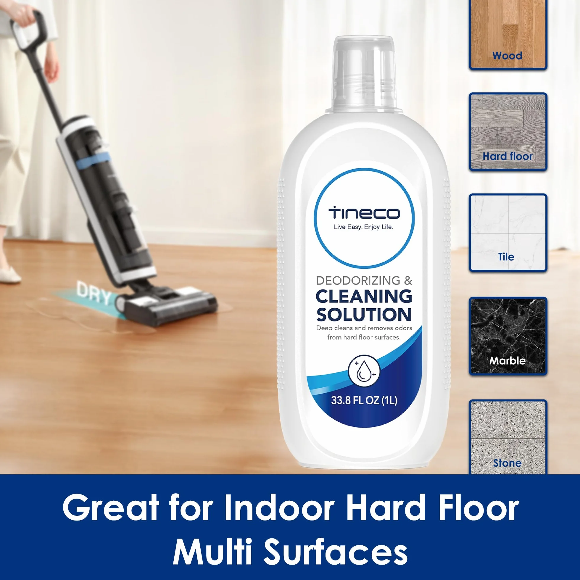 Tineco Multi-Surface środek do czyszczenia podłóg do iFloor Y2 / iFloor 5 Breeze Complete/FLOOR ONE S5/S6 Stretch/S7 Serie/S9 Artist/Switch Series (1 x 1 l), nadaje się do wszystkich twardych podłóg