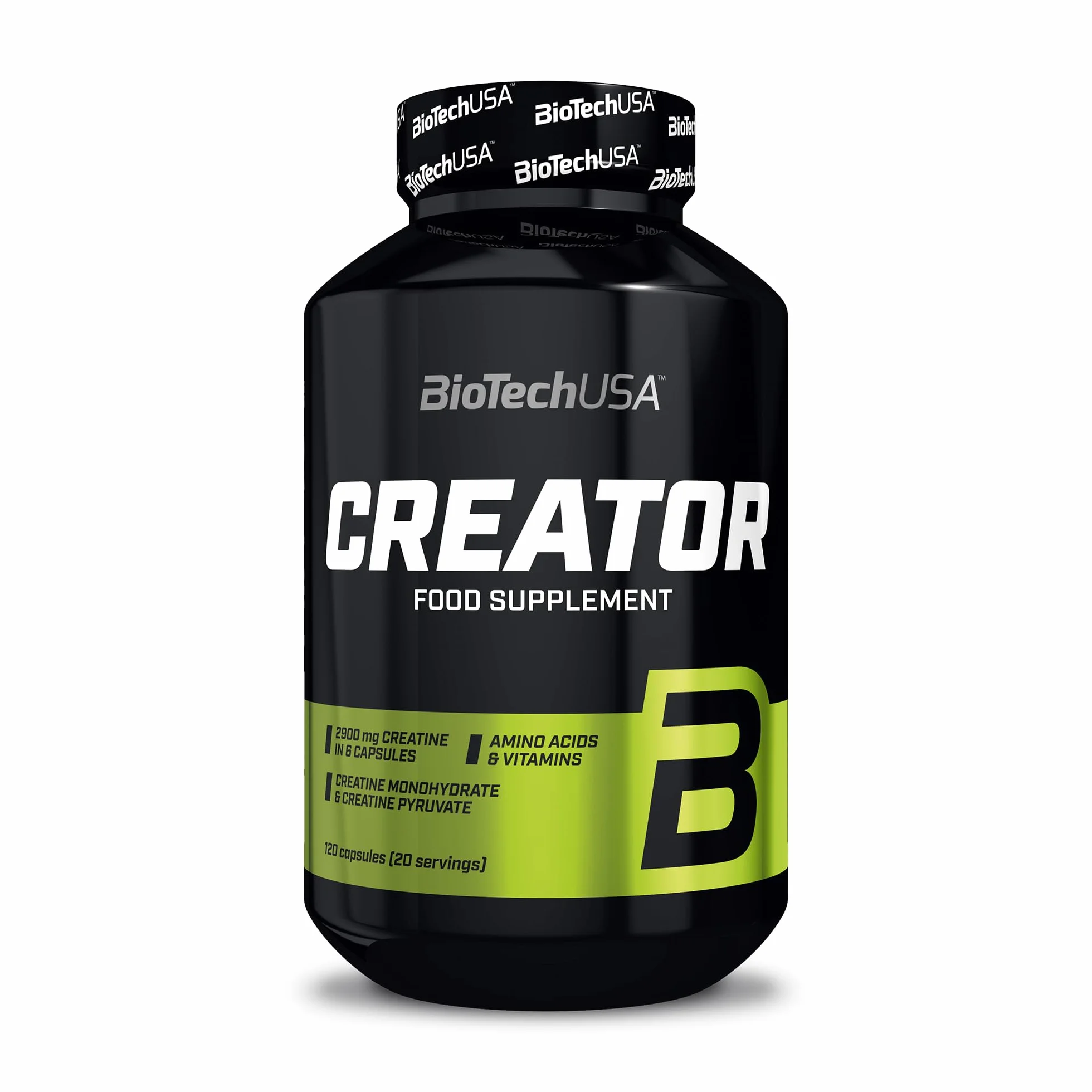 BioTechUSA CreaTor | z monohydratem kreatyny i pirogronianem kreatyny | z dodatkiem aminokwasów, witamin i niacyny, 120 kapsułek