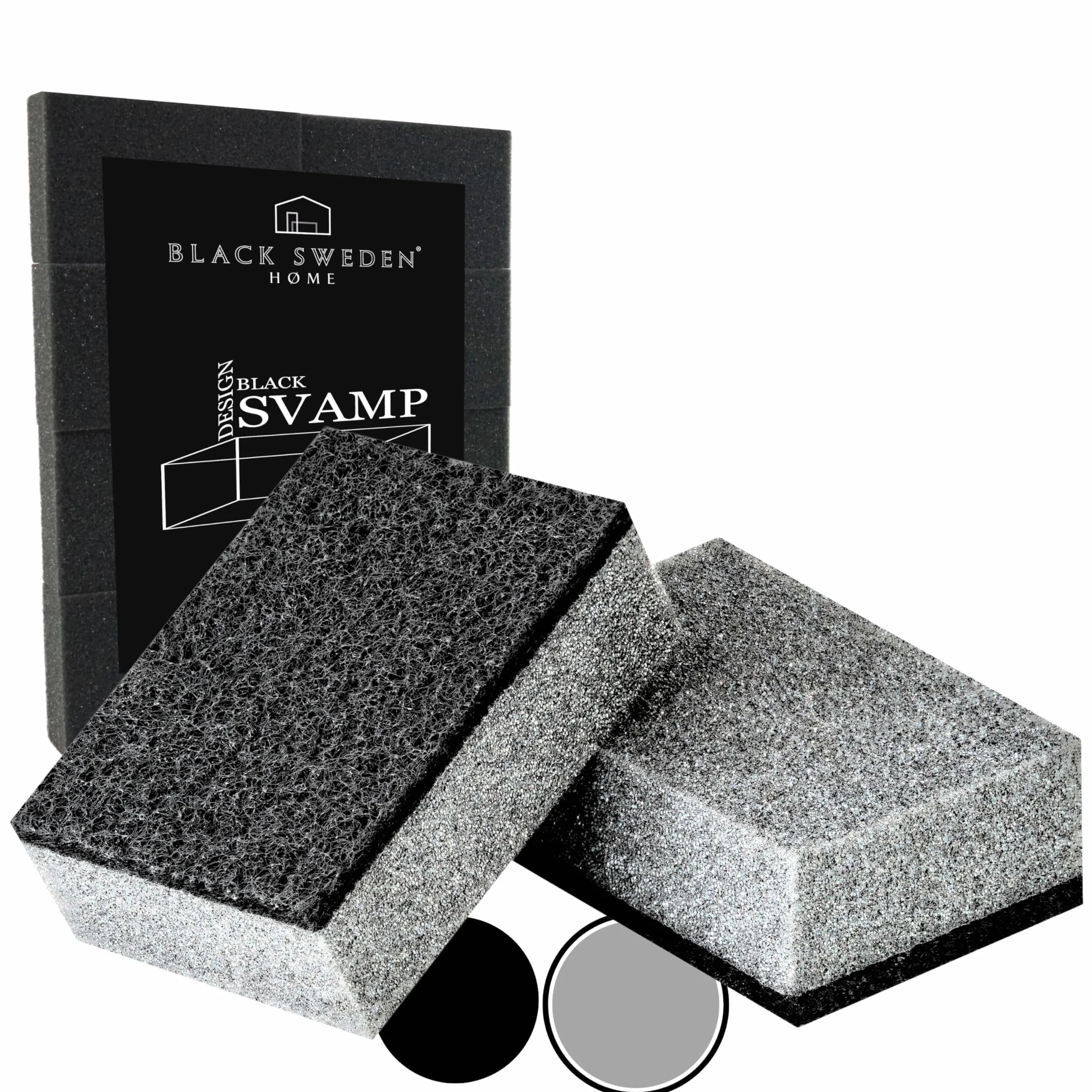 Black Sweden Home SVAMP gąbka kuchenna szara, 8 sztuk – gąbka do mycia naczyń, szara, trwała i uniwersalna – gąbka do naczyń, gąbka do czyszczenia z włókniną do szorowania