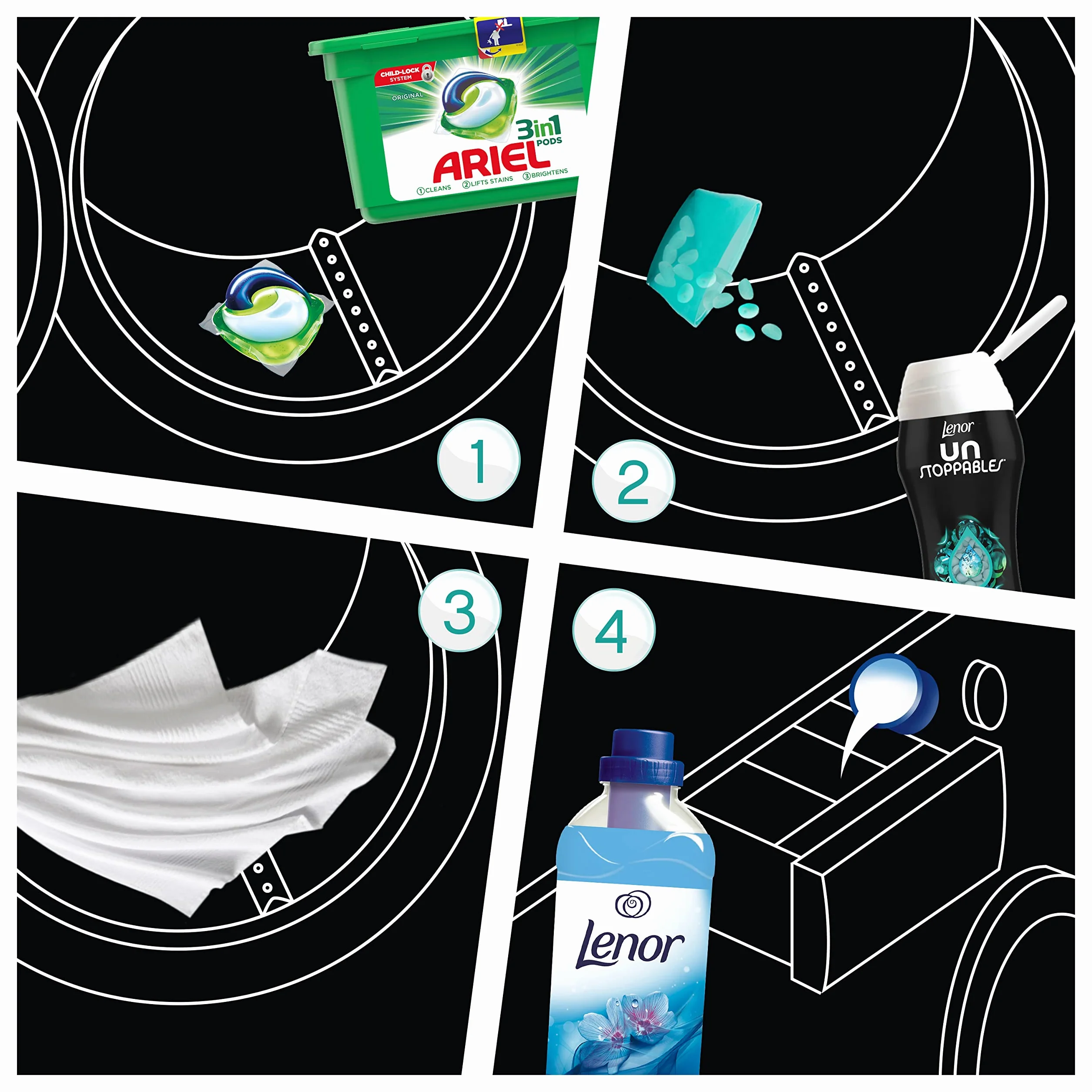 Lenor UNstoppables Perły perfumy do ubrań, 90 praw (6 x 210 gr), Lavish zapach