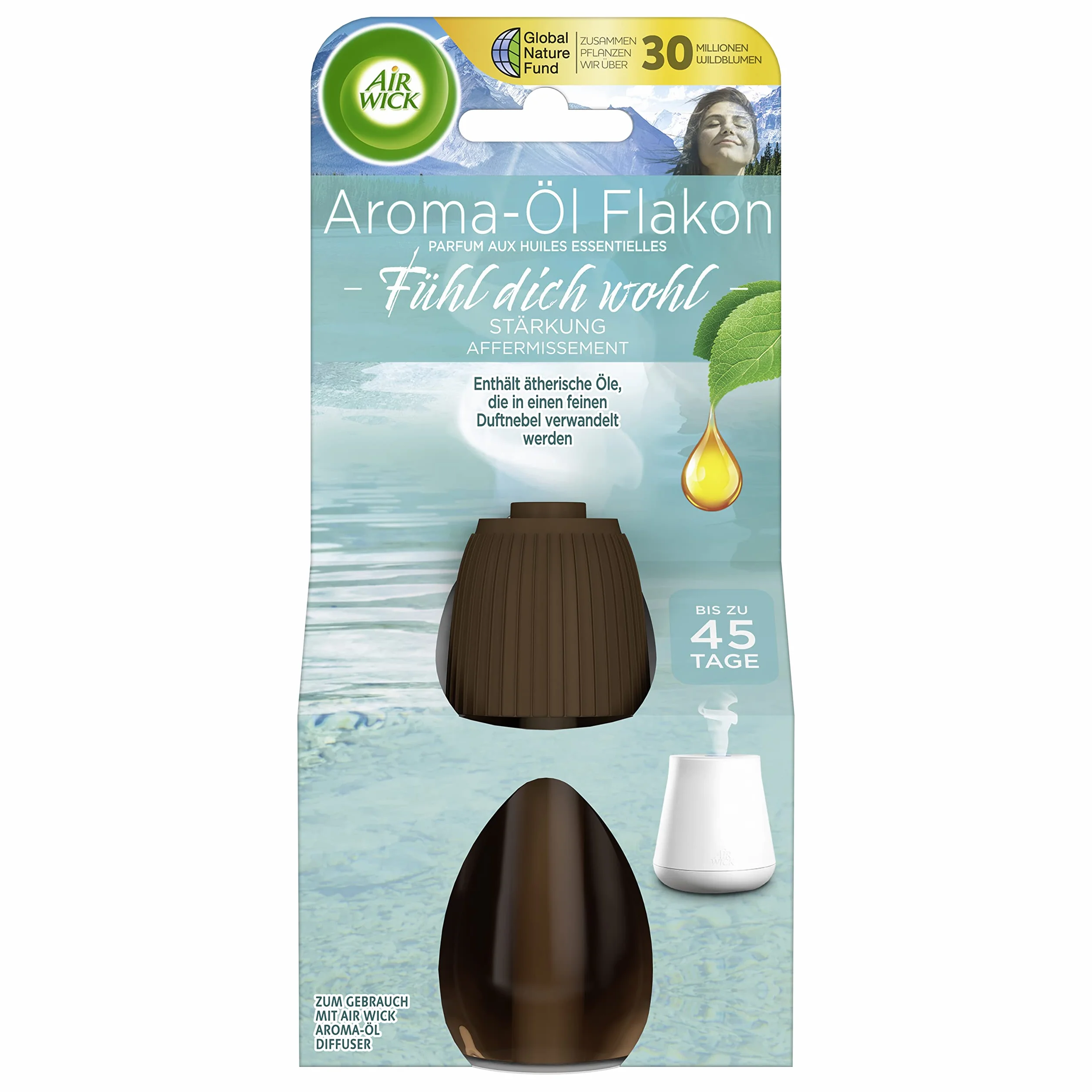 Air Wick Flakon do olejków zapachowych – uzupełniacz olejków zapachowych do dyfuzora Air Wick – Zapach: Wzmacniający – 1 x 20 ml olejku eterycznego