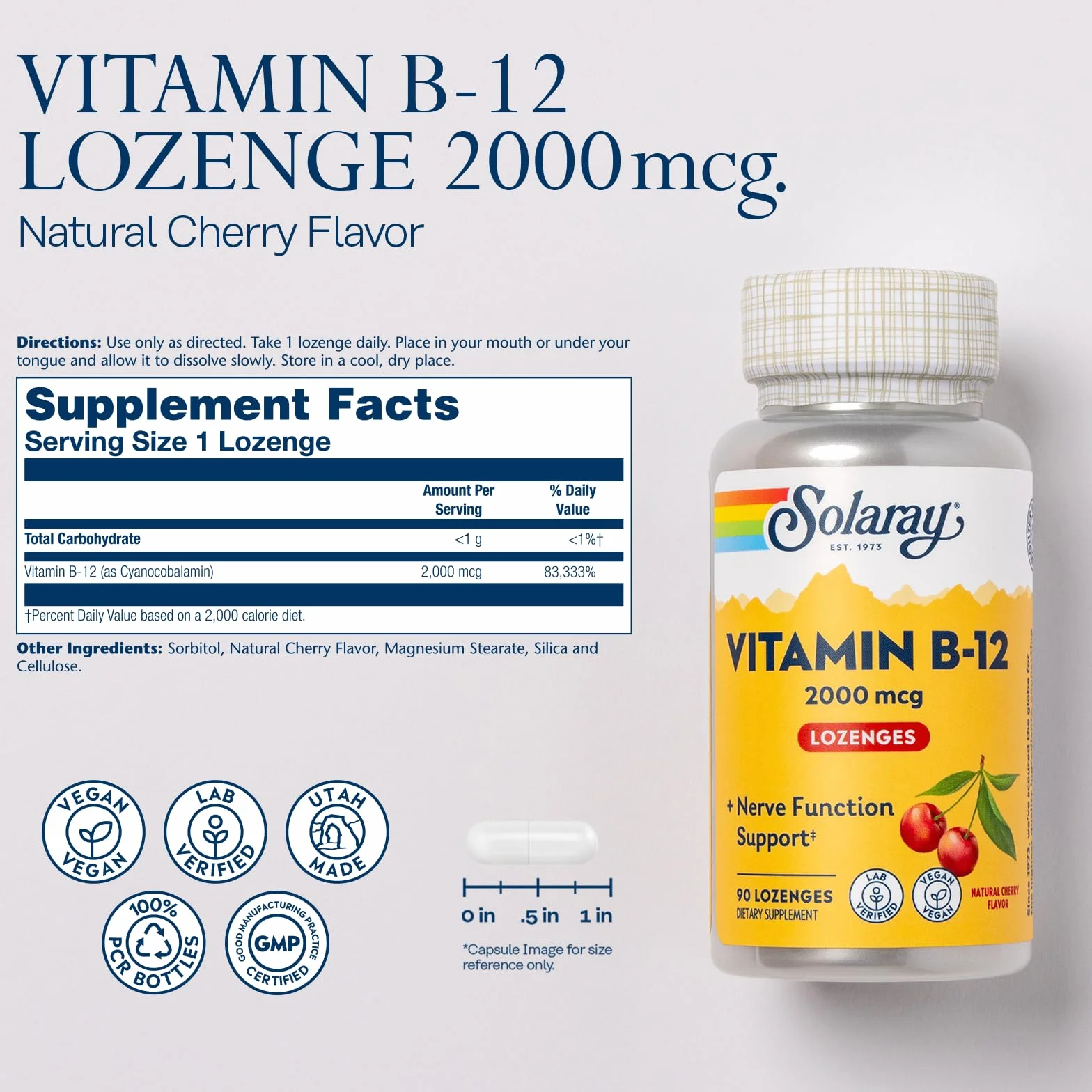 Solaray Witamina B12 2000 mcg 90 kapsułek