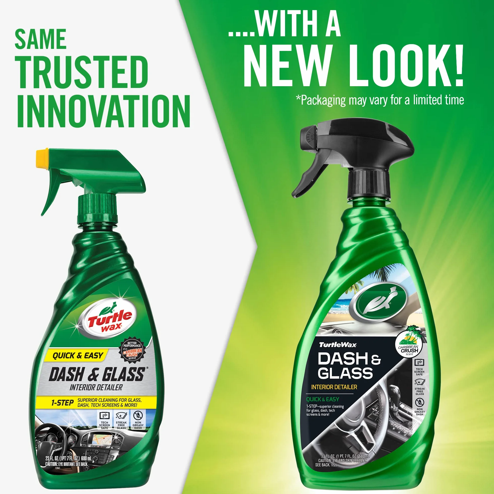 Turtle Wax Dash & Glass Interior Cleaner and Protectant, doskonały spray czyszczący do deski rozdzielczej, szyb, ekranów technicznych i wszystkich twardych powierzchni wewnętrznych, 500 ml