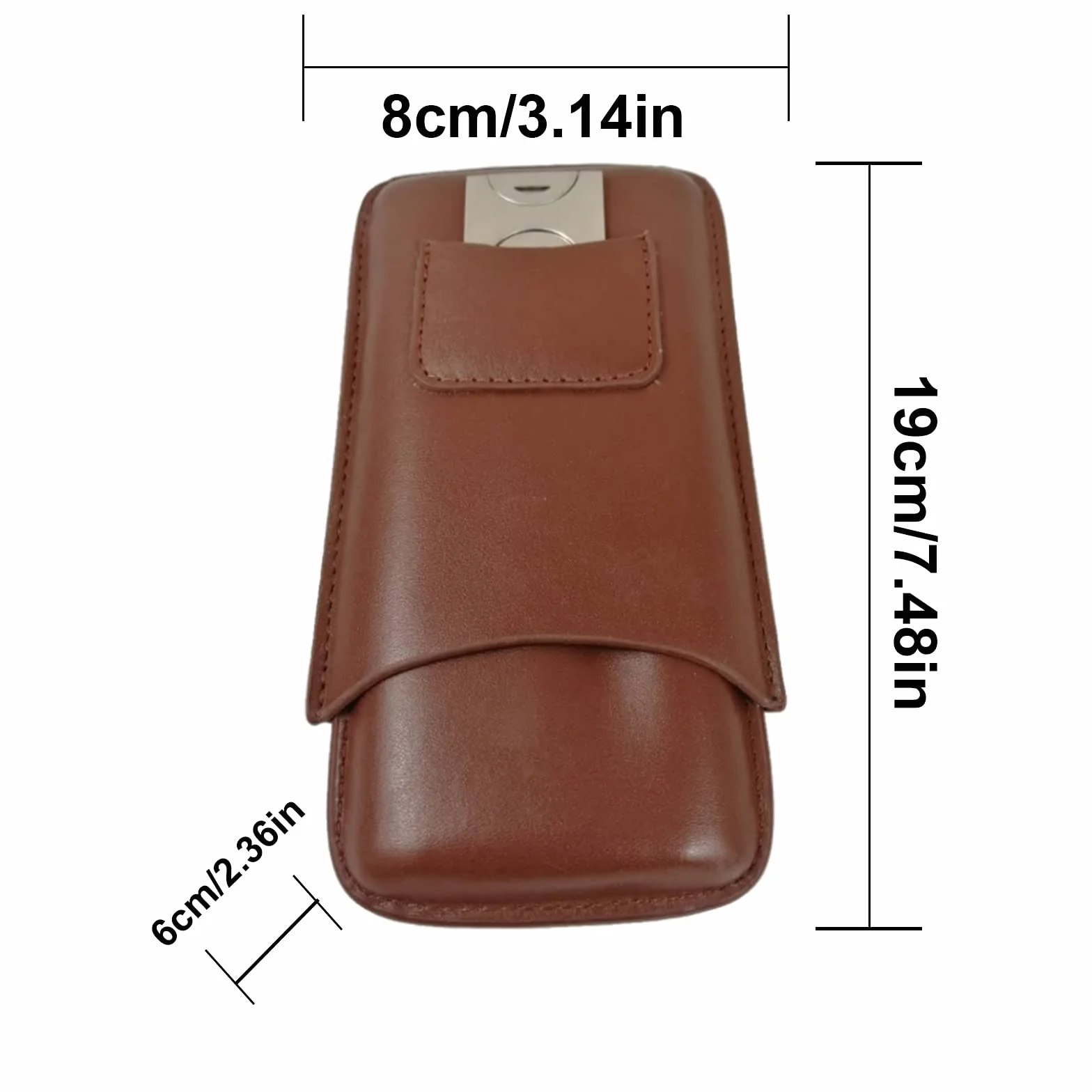 Etui na cygara, 3 cygara, skórzane etui z przecinakiem do cygar, do przenośnego humidora, cygar, na krótkie wycieczki (brązowe)
