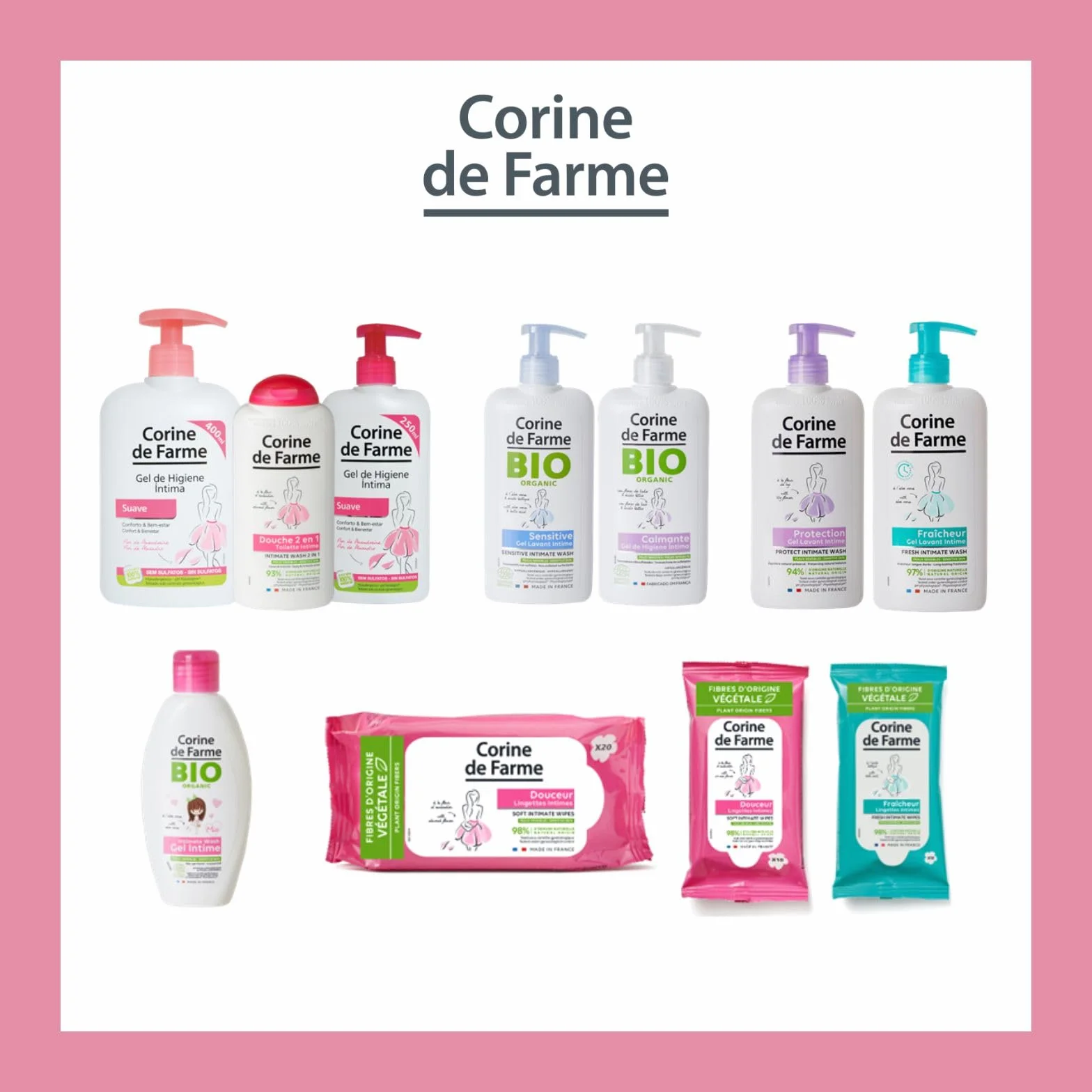 Corine De Farme Organic Naturalny łagodny środek do czyszczenia z kwiatem wiśniowym, 250 ml, biały
