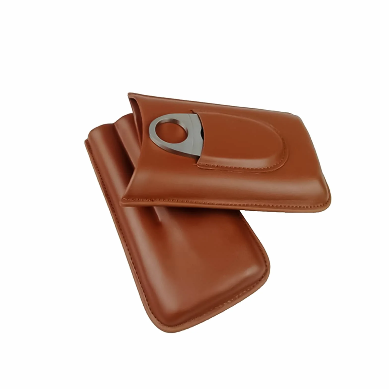 Etui na cygara, 3 cygara, skórzane etui z przecinakiem do cygar, do przenośnego humidora, cygar, na krótkie wycieczki (brązowe)