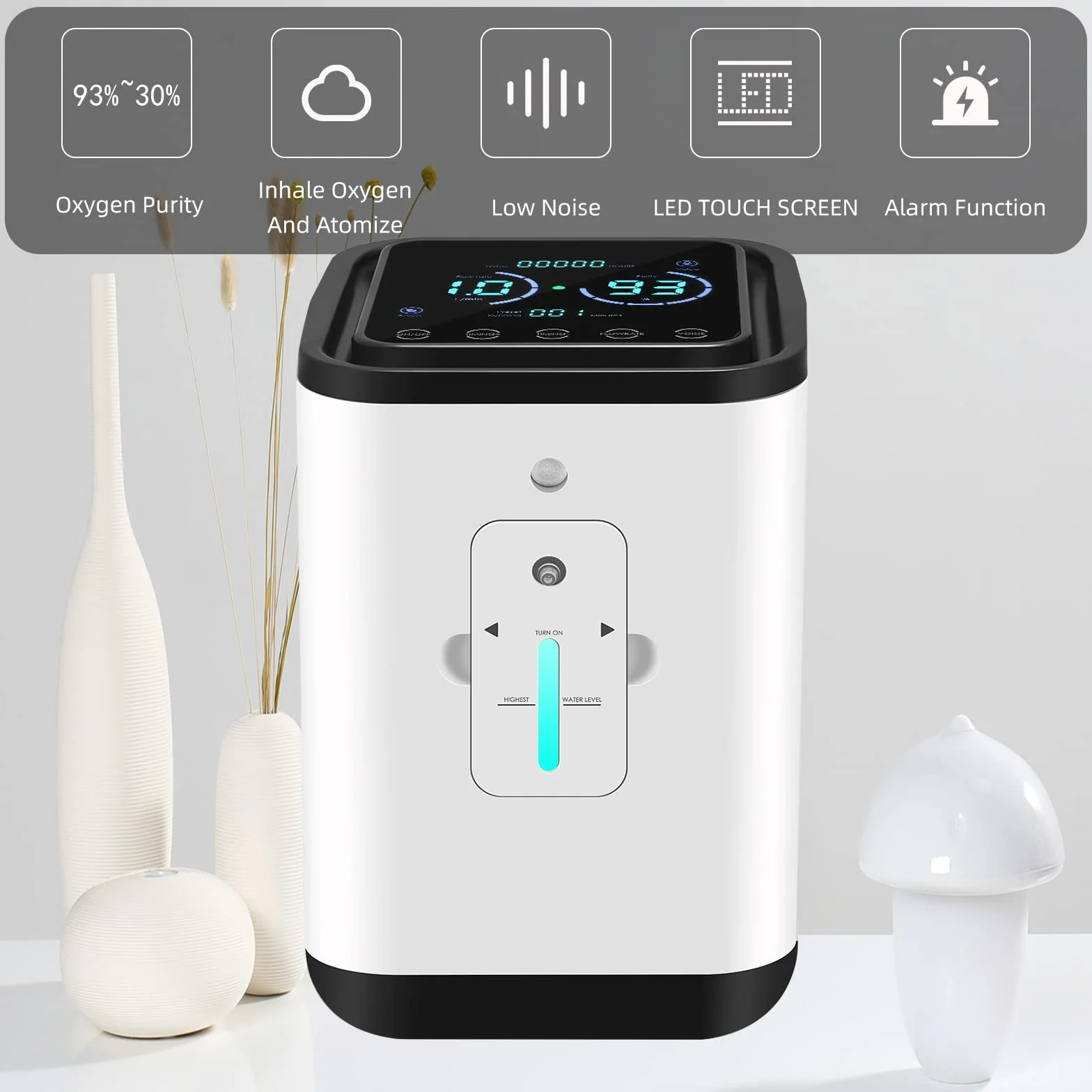 Koncentrator tlenu 93% czystości 1-7 l/min 45 dB z funkcją rozpylania