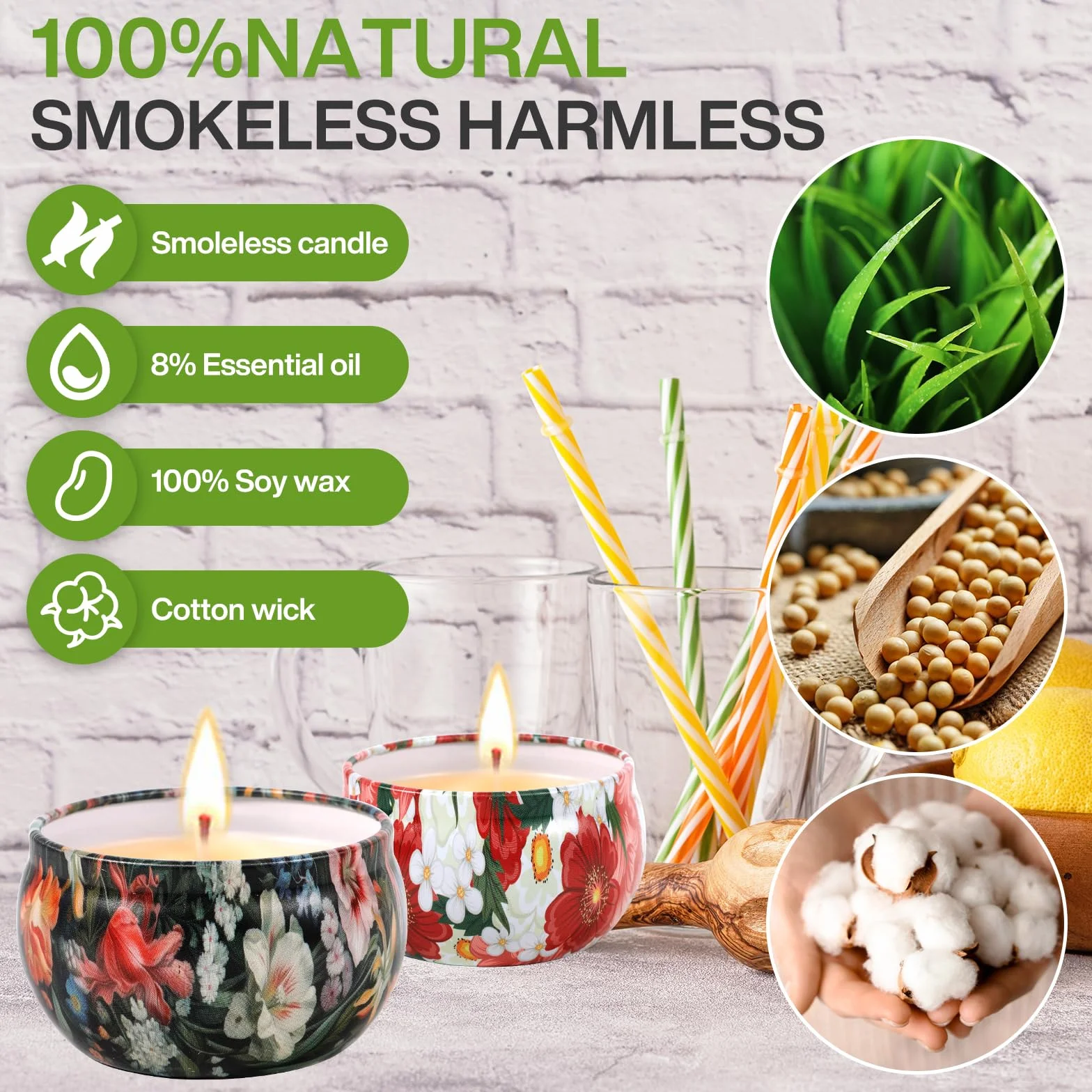 Zestaw świec zapachowych na prezent, świeca zapachowa świece z naturalnego wosku sojowego do aromaterapii, kąpieli, jogi, walentynek i prezentów