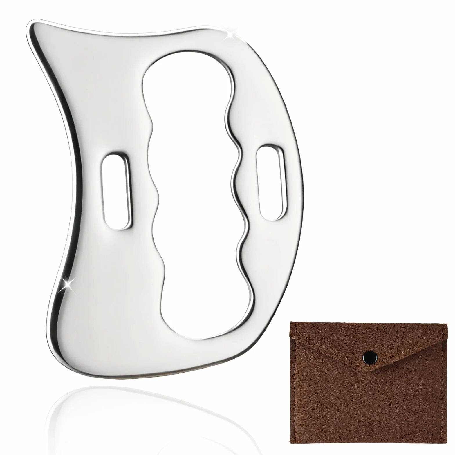 Gua Sha skrobak ze stali nierdzewnej gua sha z torbą do przechowywania, drenaż limfatyczny, masaż całego ciała, masaż cellulitu, do nóg, pleców, twarzy, karku, rozluźnienia mięśni i łagodzenia