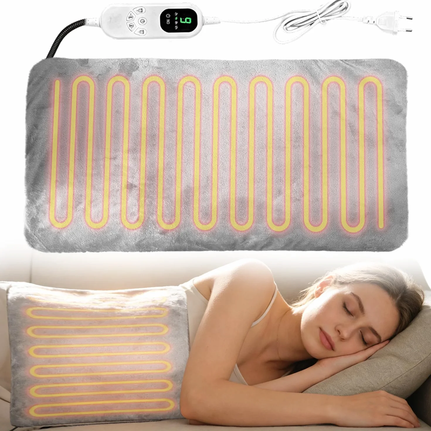 Poduszka grzewcza dla zwierząt domowych 45 x 70 cm – elektryczna mata grzewcza dla psów i kotów, 9 poziomów temperatury (35-48°) i 4 timery (2-12 h), mata grzewcza z odpornym na ugryzienie kablem 1,6