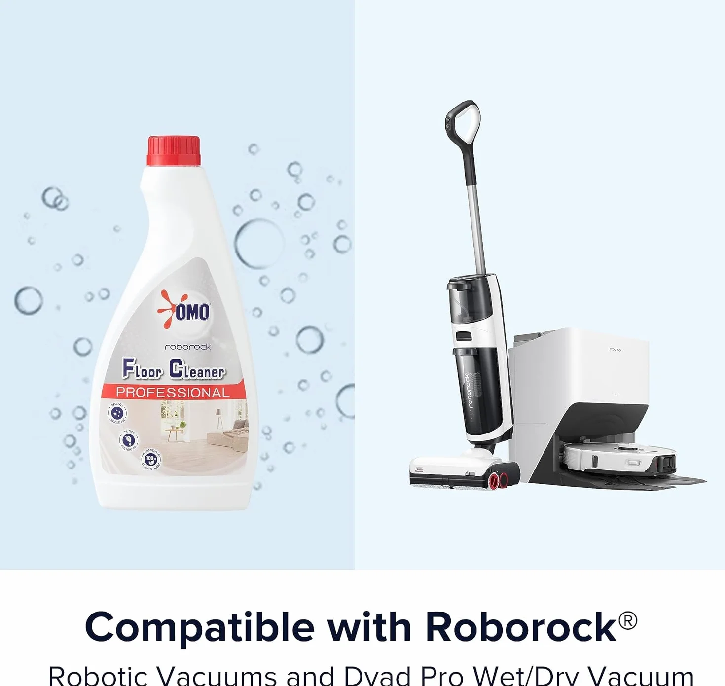 Roborock Oficjalny oryginalny środek do czyszczenia podłóg, do Dyad Pro Combo/Dyad Pro i wszystkich robotów Roborock, stosunek rozcieńczenia 1:300, 480 ml