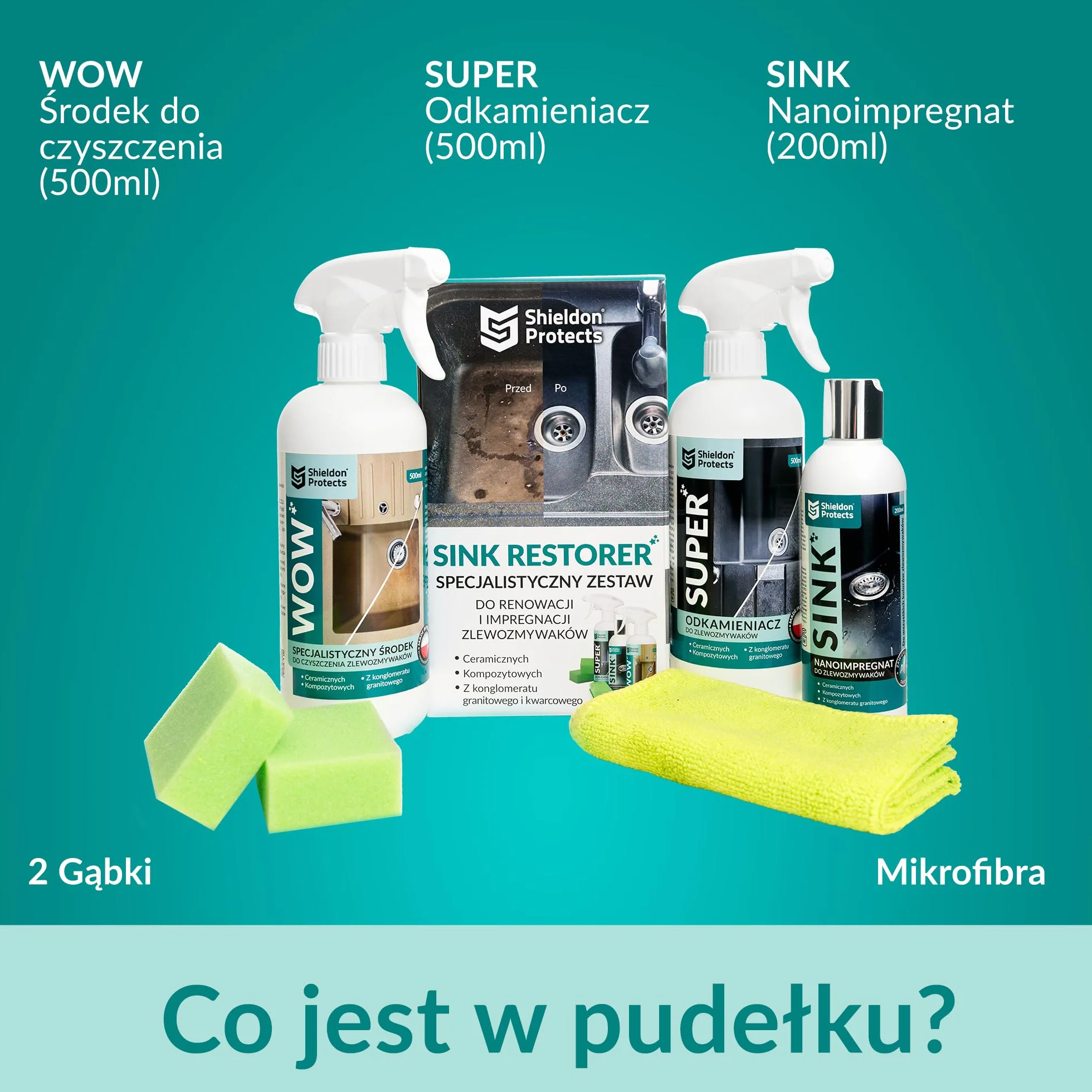 Shieldon Sink Restorer Zestaw do czyszczenia zlewu granitowego 3-etapowy system