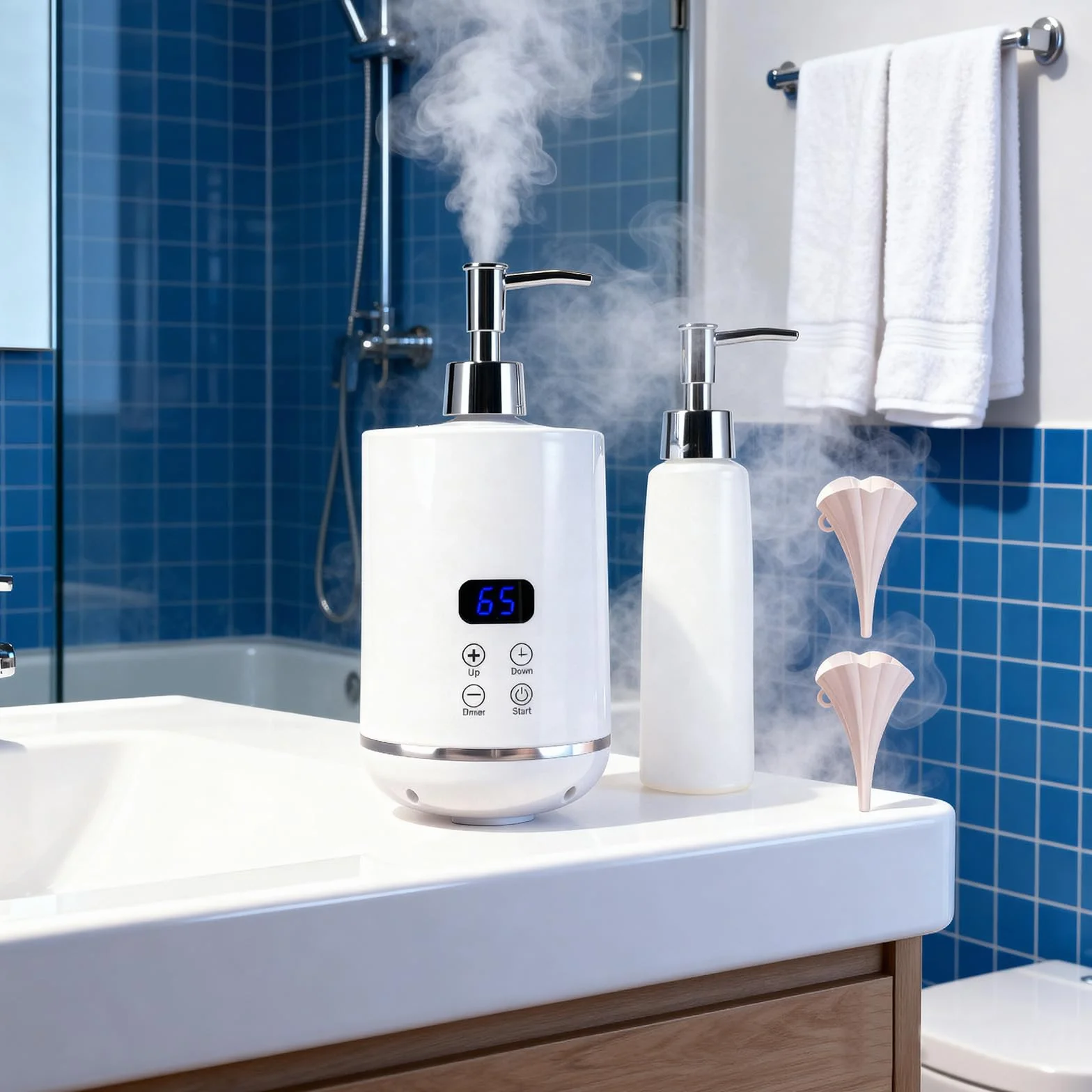 Inteligentny podgrzewacz olejku do masażu 250 ml z dwoma dozownikami i lejkami