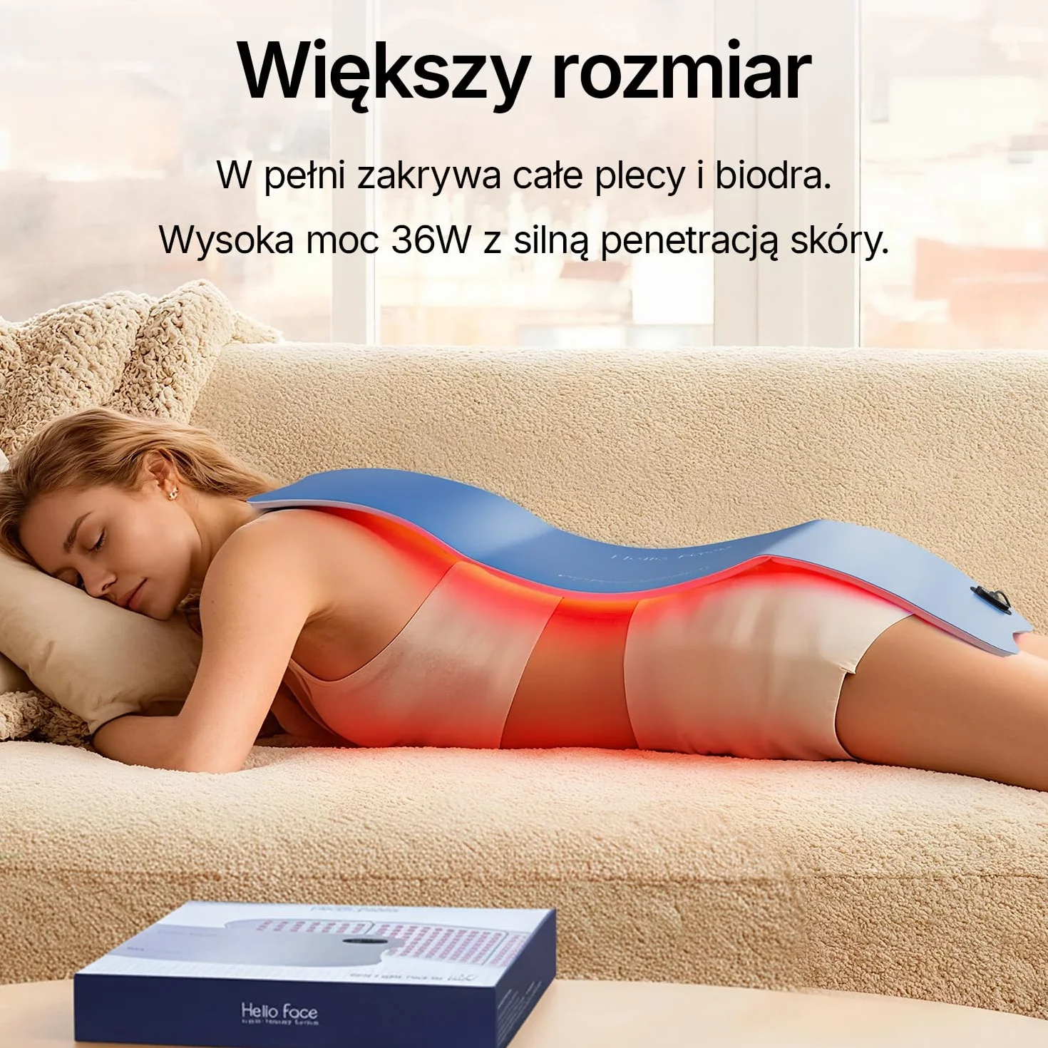 Duży pas do terapii światłem czerwonym do ciała, 76 x 30 cm, z technologią TriChip™, mata do terapii światłem na podczerwień, panel LED 36 W, z timerem do łagodzenia bólu mięśni, 660 nm i