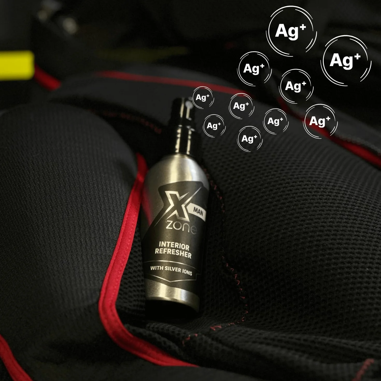 Xzone Odświeżacz odzieży motocyklowej i kask motocyklowy z jonami srebra, 100 ml, aromat w sprayu do ubrania/kasku, tekstylne perfumy blokują rozwój bakterii – długotrwała świeżość, zapach – dla
