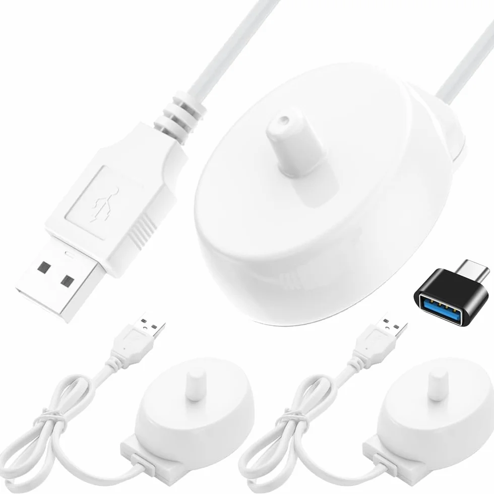 Xiatiaosann Ładowarka USB do szczoteczki elektrycznej Braun Oral B 3757 ładowarka USB do elektrycznej szczoteczki do zębów Oral-B (2 sztuki)