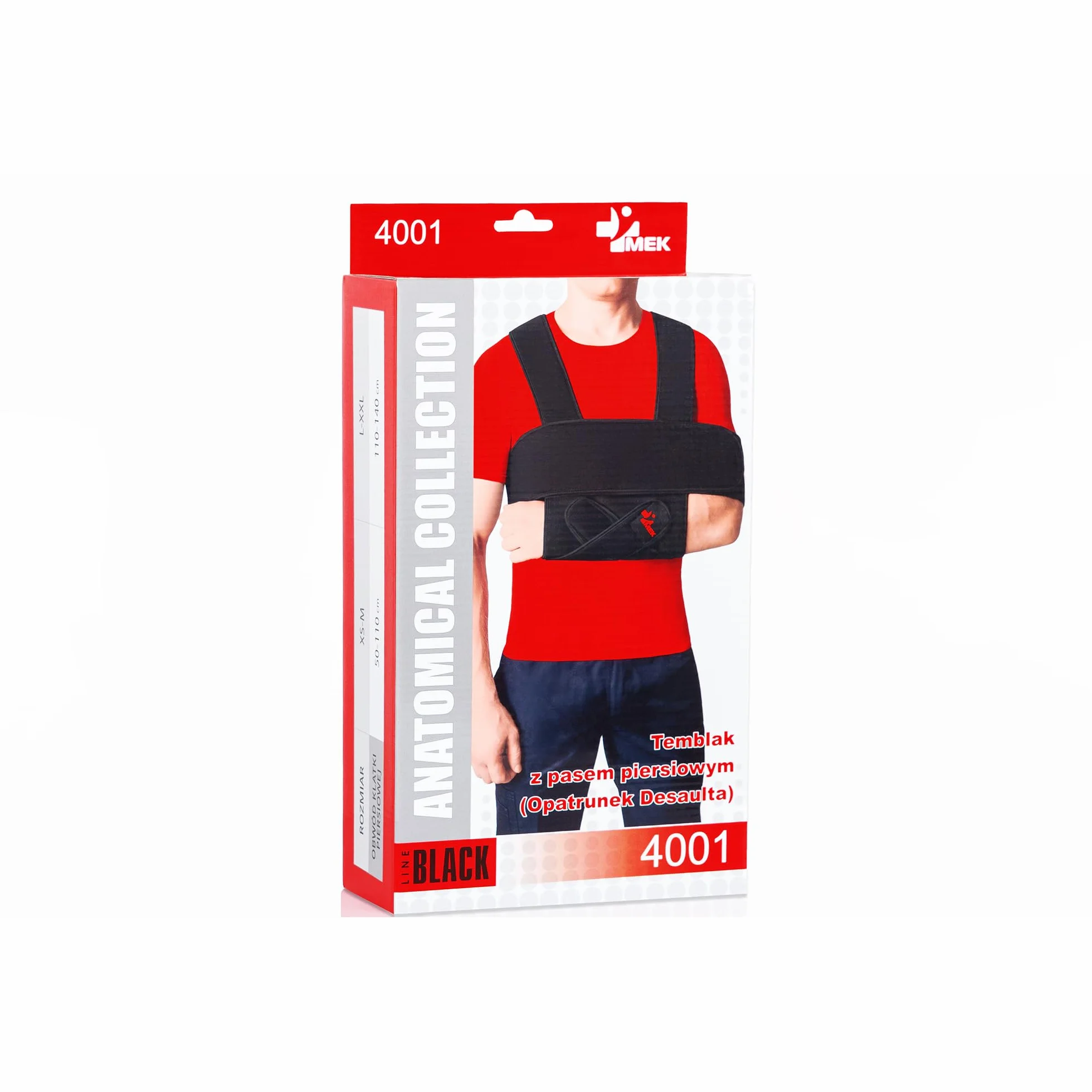 Temblak na bark z pasem piersiowym czarny XS-M produkt medyczny MEK® (Szary, XS-M)