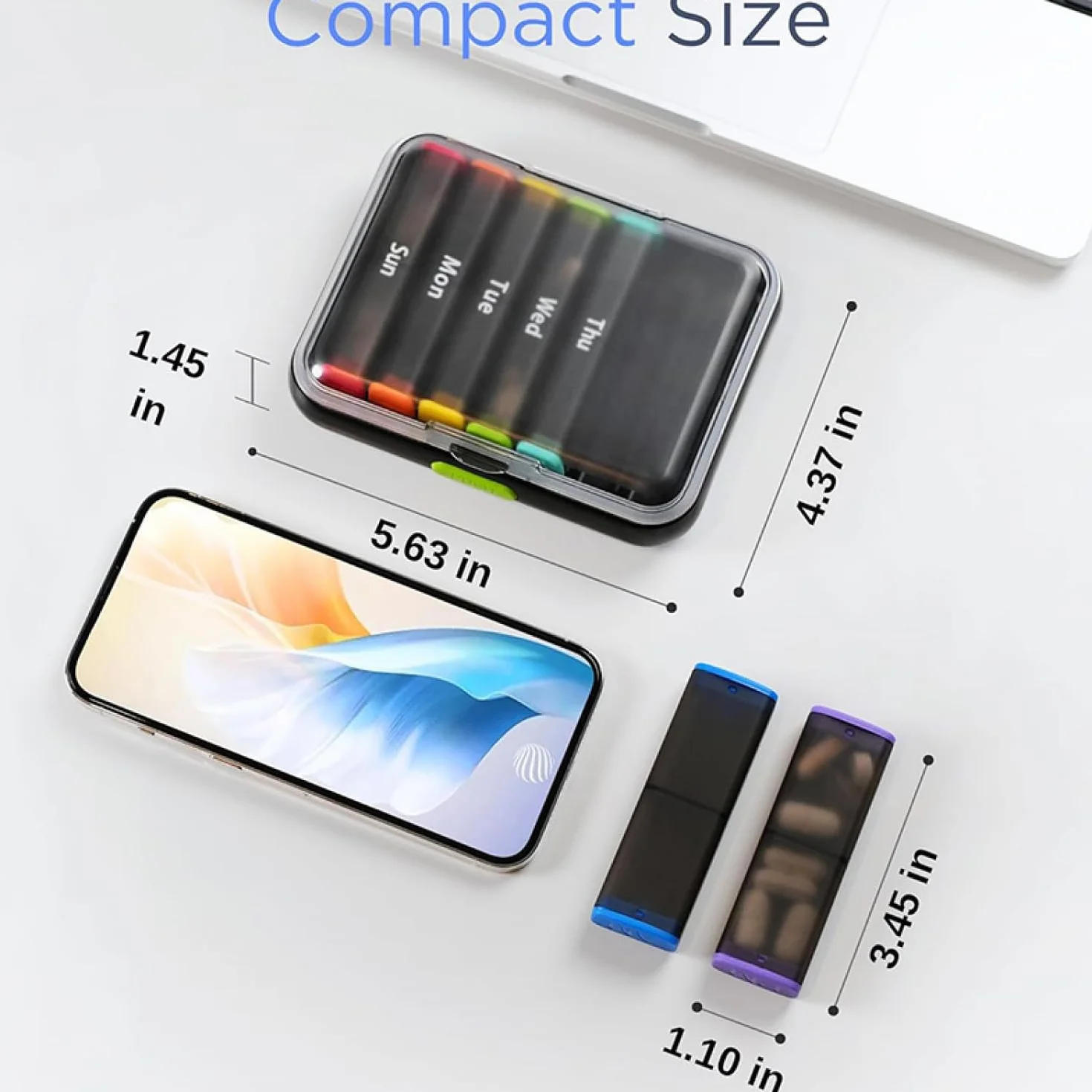 7-dniowy tygodniowy organizer na tabletki z przegródkami AM/PM - podróżny - przyjazny futerał na leki na codzienne leki, łatwy - otwarty design z podwójną ochroną na tabletki, witaminy i oleje rybne