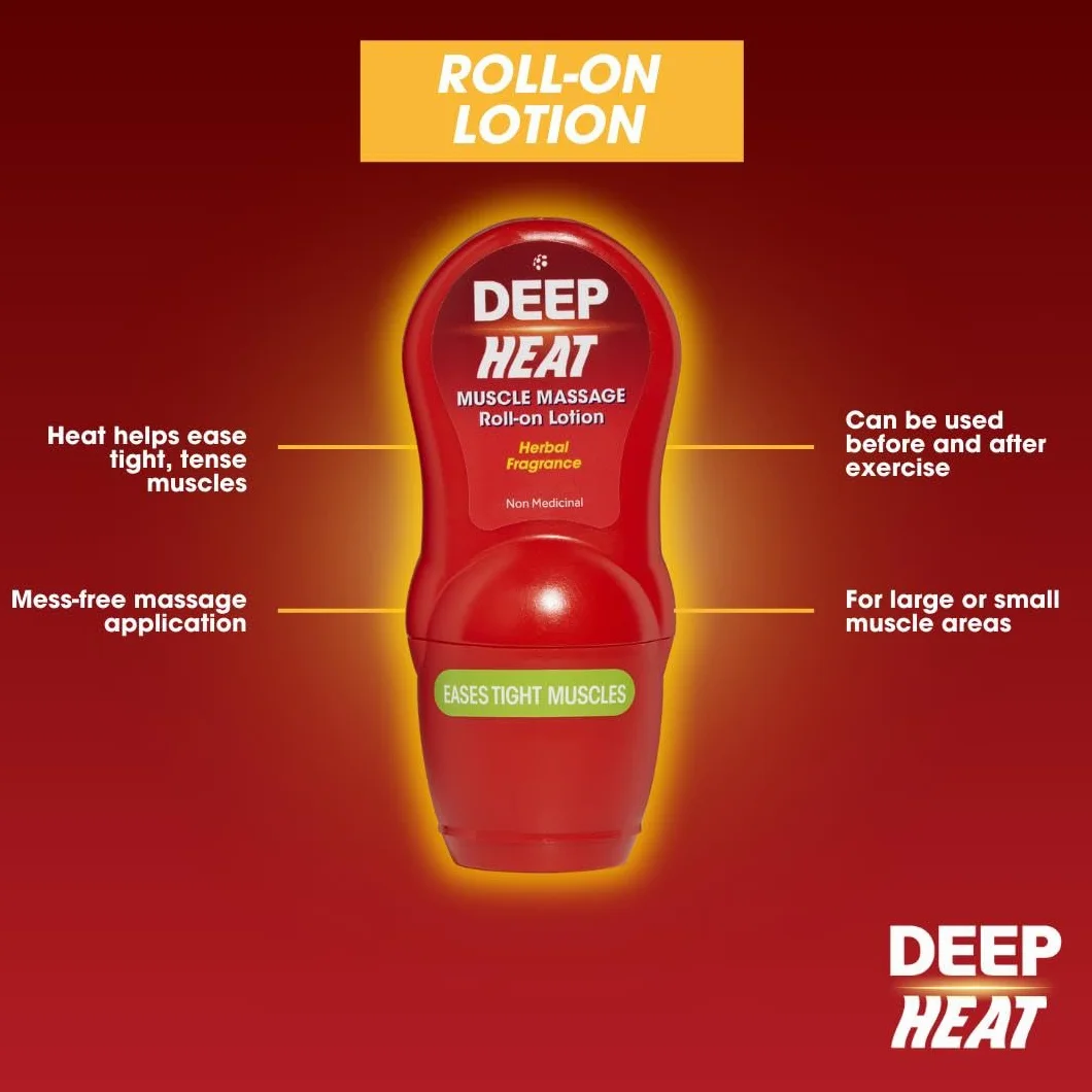 Deep Heat Balsam do masażu mięśni w rolce, aby złagodzić napięcie mięśni, 50 ml (1 szt.)