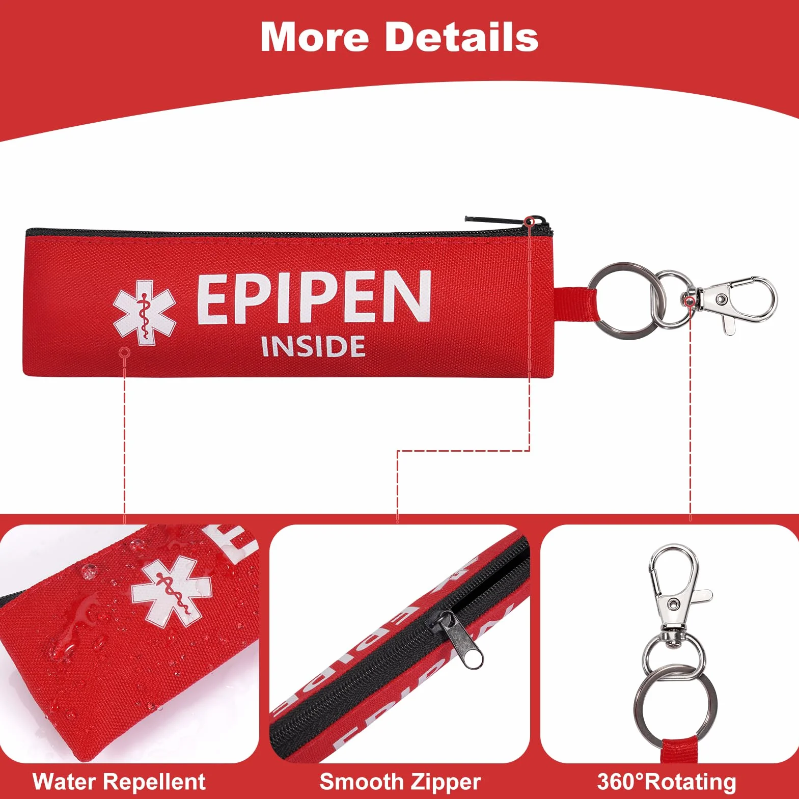 MEDMAX EpiPen torba do noszenia, 1 x izolowana mała torba Epipen na 1 długopis, torba medyczna na EpiPen, łatwa do rozpoznania i chwytania, uchwyt EpiPen do podróży, na zewnątrz