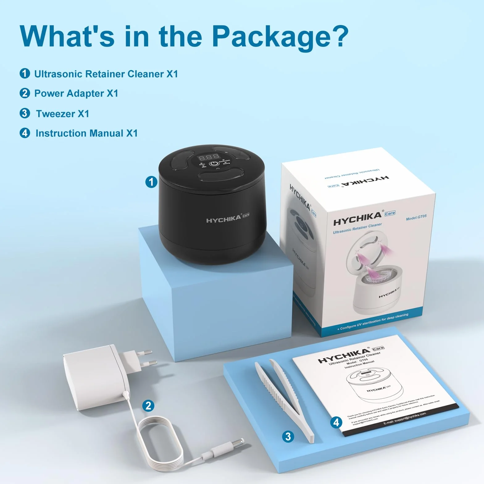 Ultradźwiękowe urządzenie do czyszczenia szyn zębów ze sterylizacją UV, 45 kHz wysoka częstotliwość, 4 tryby czyszczenia szyn zębów UV, pojemnik do czyszczenia zębów 200 ml, stojak, szyny nocne