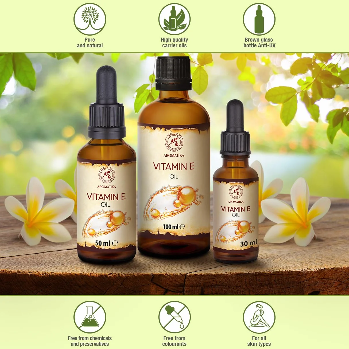 Olejek Witaminą E - 100 ml - Skóra - Alpha Tocopherol - Naturalny Olej z Witaminą E do Twarzy - Paznokcie - Usta - Olejek na Porost Włosów - do Kąpieli - Olej Nośnikowy do Olejków Eterycznych