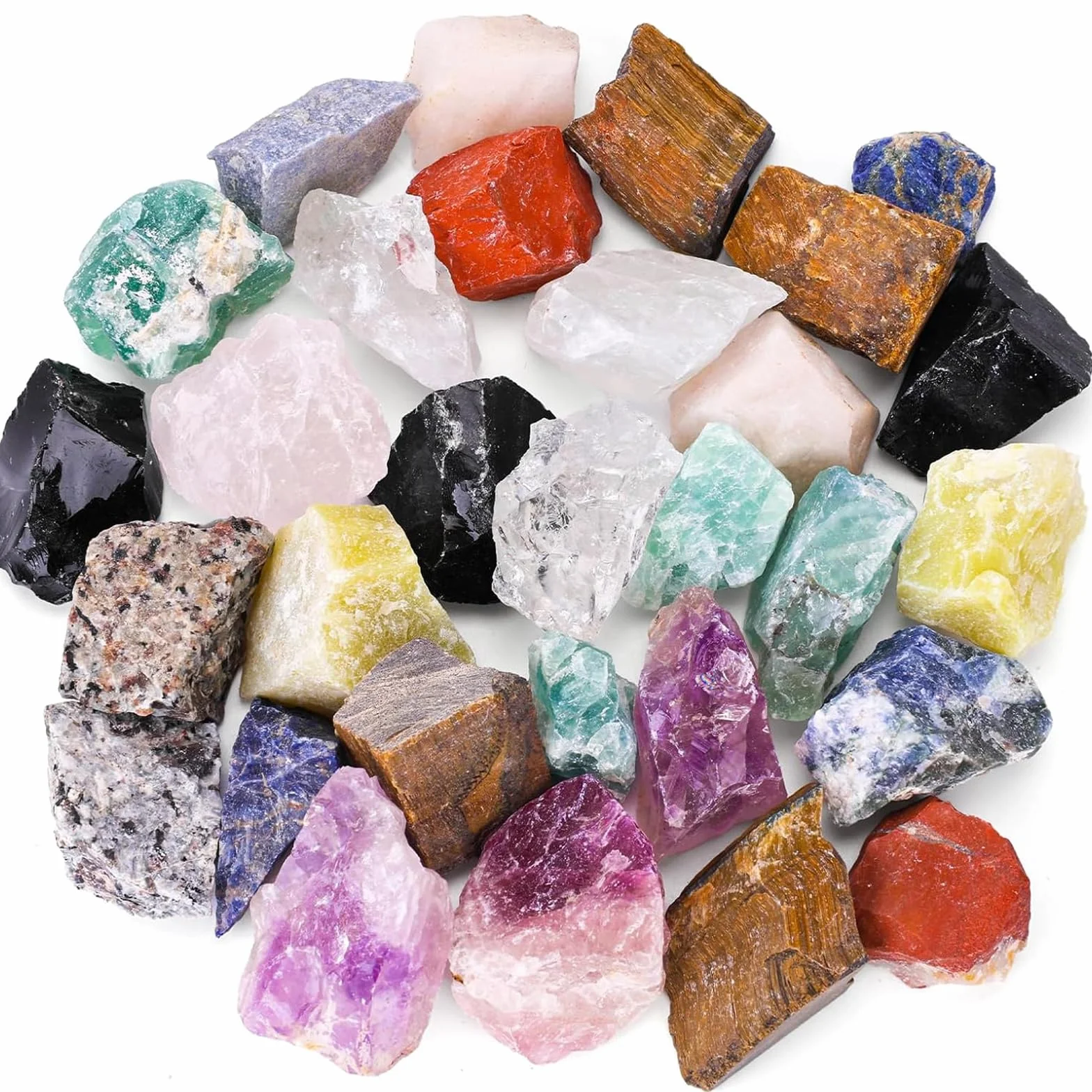 HAKACC Zestaw kamieni leczniczych, 1300 g, 30-35 sztuk, grube kamienie Madagaskaru, kamienie wodne, kamienie szlachetne, naturalne, surowe kamienie do terapii kryształów, dekoracja skał, medytacja,