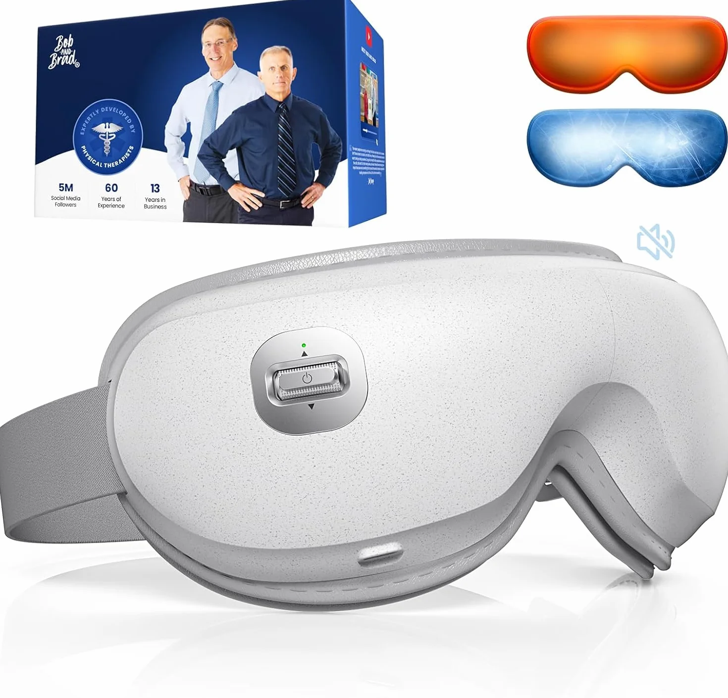 Bob and Brad Zero Pro cichy masażer do oczu z podgrzewaniem i chłodzącą maską żelową, podgrzewana maska 3D na oczy do relaksu i zmęczonych oczu, prezent dla kobiet i mężczyzn
