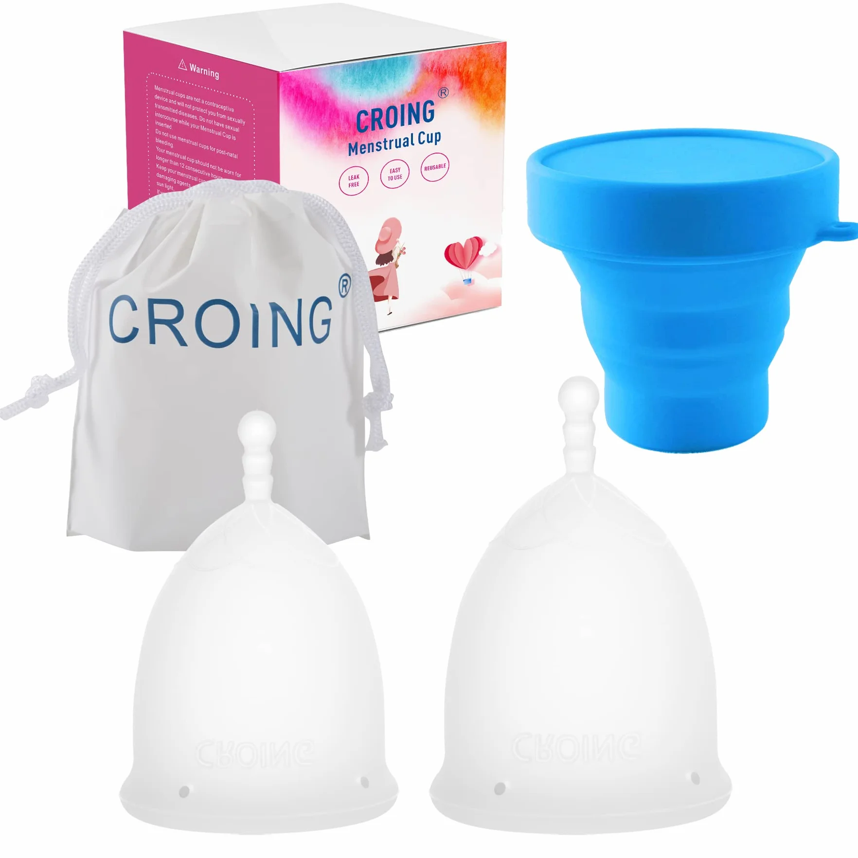 CROING 2 pcs Kubeczki menstruacyjne (Biały)