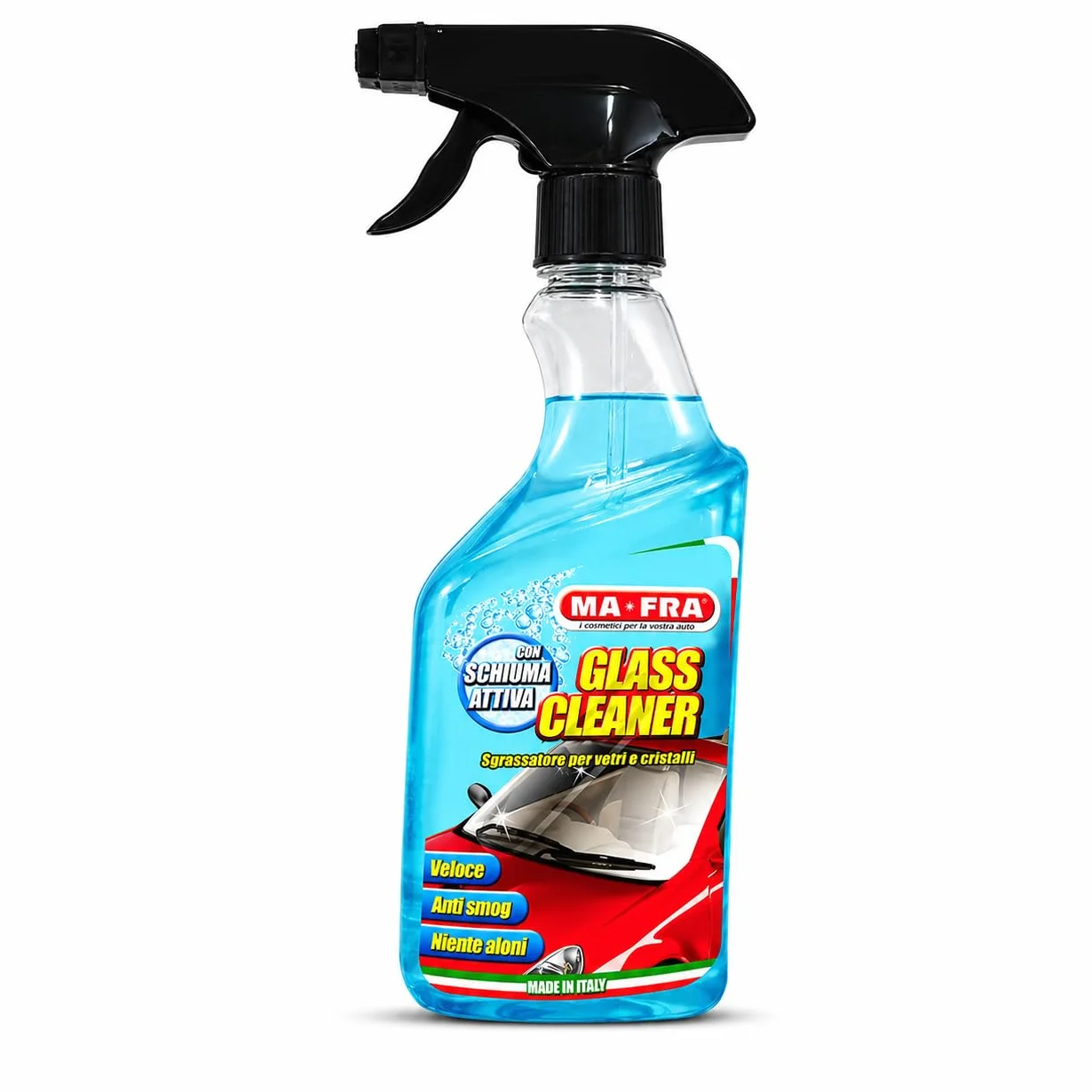 MA-FRA Glass Cleaner Trigger 500 ml — Profesjonalny środek do czyszczenia szyb samochodowych, szybkie czyszczenie bez aureoli, maksymalna przezroczystość kryształów, szyb przednich i lusterek