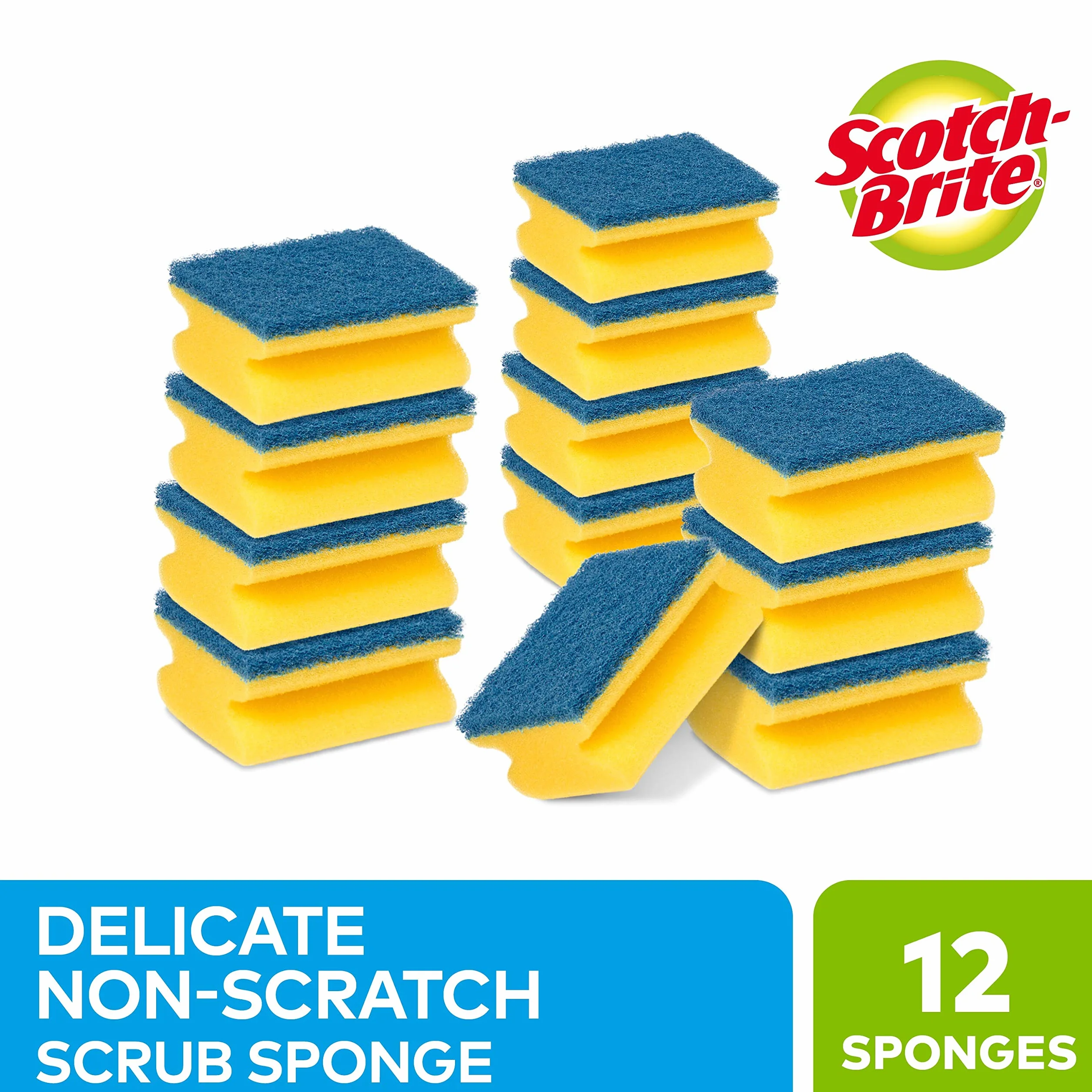 Scotch-Brite Delikatna gąbka bez zadrapań 12 sztuk do mycia naczyń nieprzywierających i szkła