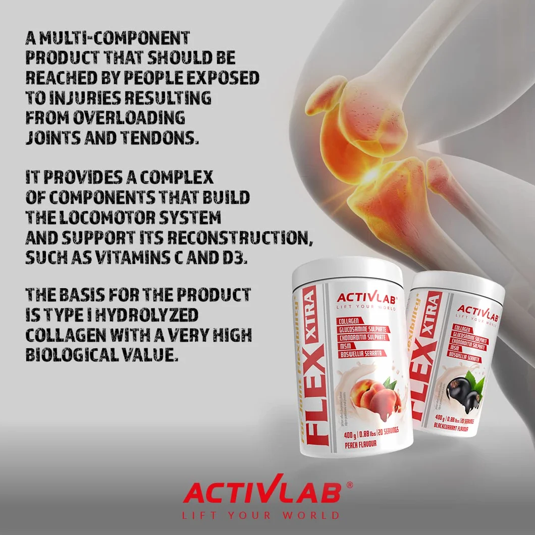 Activlab FLEX Xtra 400g Kolagen Typ I Glukozamina MSM Witamina C B6 D Hyaluronian Dla Stawów