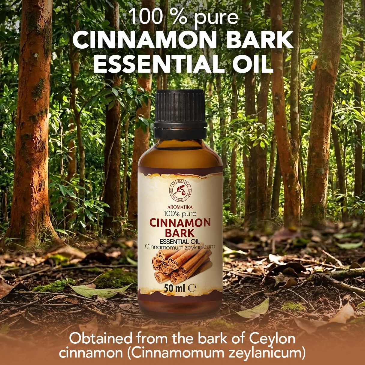 Olejek Eteryczny z Kory Cynamonu 50 ml - Cinnamomum Zeylanicum - Olejek Aromatyczny do Dyfuzora - Aromaterapia - Świece Zapachowe - Mydła - Długotrwały aromat - Odświeżanie Powietrza