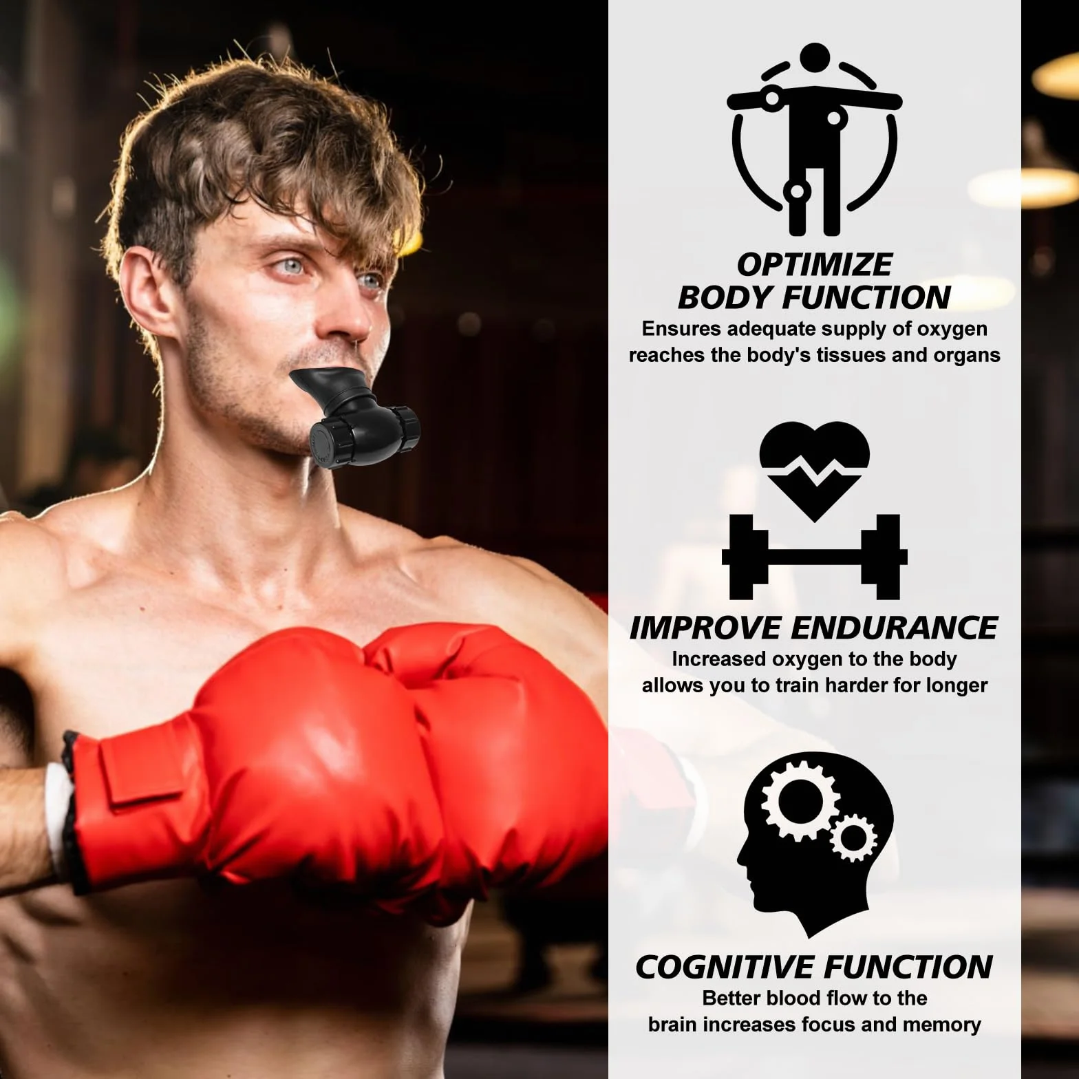 oxyfit trener oddychania, trener oddechowy płuc, przyrząd do treningu pojemności płuc z regulowanymi opornikami dla zwiększenia wytrzymałości oddechowej – czarny