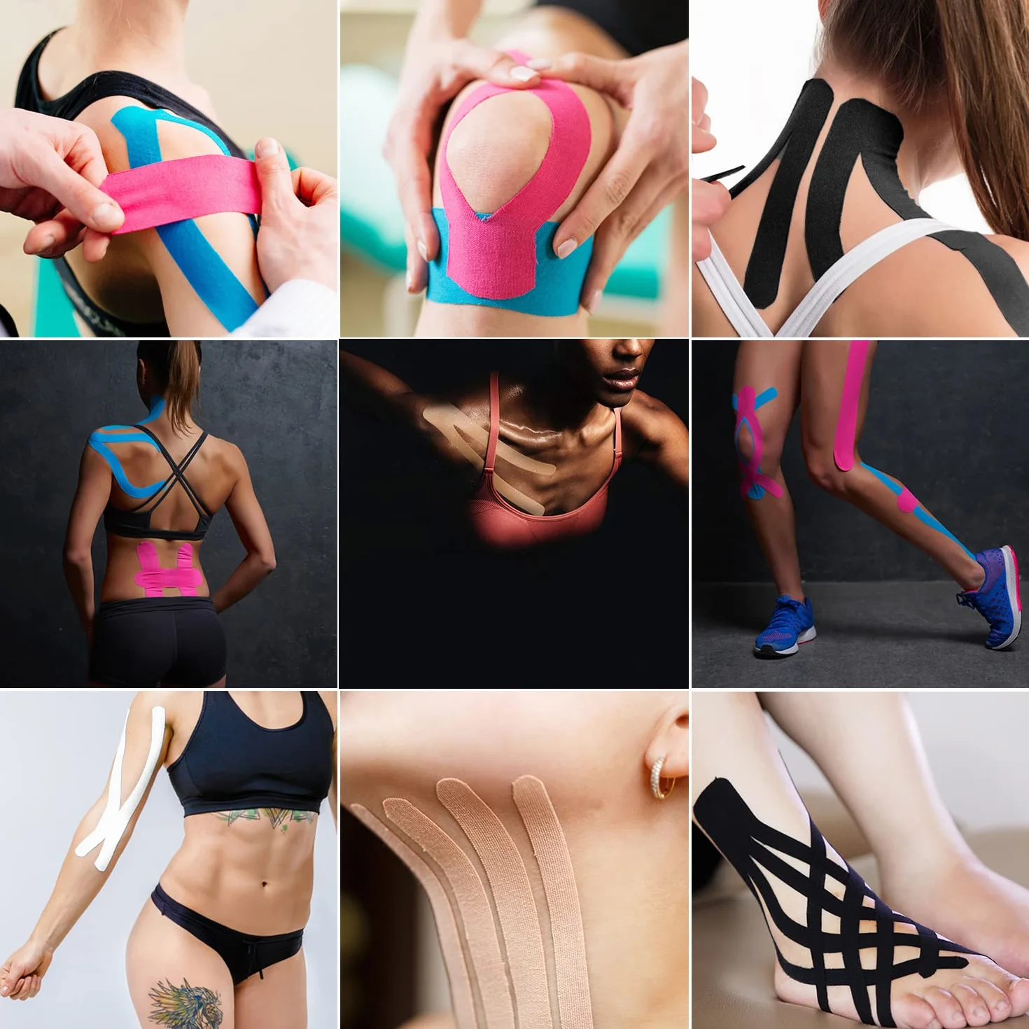 HONYAO® Taśma Kinezjologiczna 2 sztuki, Kinesiotapes(5m×5cm), taśma fizjologiczna na ramię, plecy, kolano, łokieć i szyję, taśma sportowa, przyjazna dla skóry, elastyczna i wodoodporna - niebieski