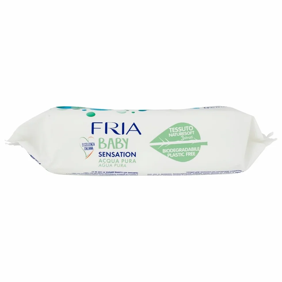 Fria Baby Sensation czysta woda Chusteczki do zmiany pieluch, formuła z 98% oczyszczoną wodą o działaniu oczyszczającym skórę, testowane dermatologicznie, 70 chusteczek
