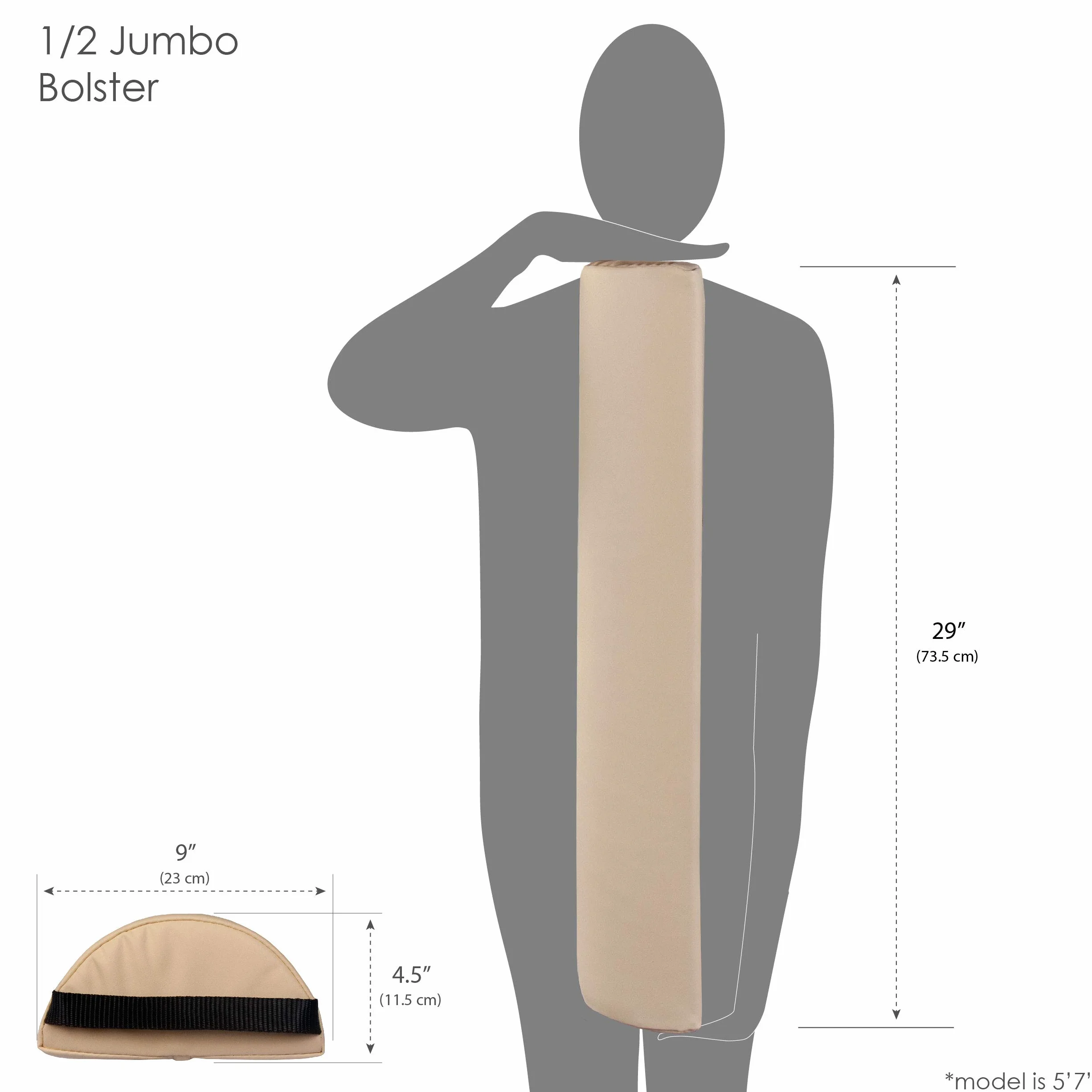 EARTHLITE JUMBO półokrągła rolka pod kolana, poduszka do masażu, poduszka pod kark, do masażu i bólu pleców (73 x 11,5 x 23 cm)