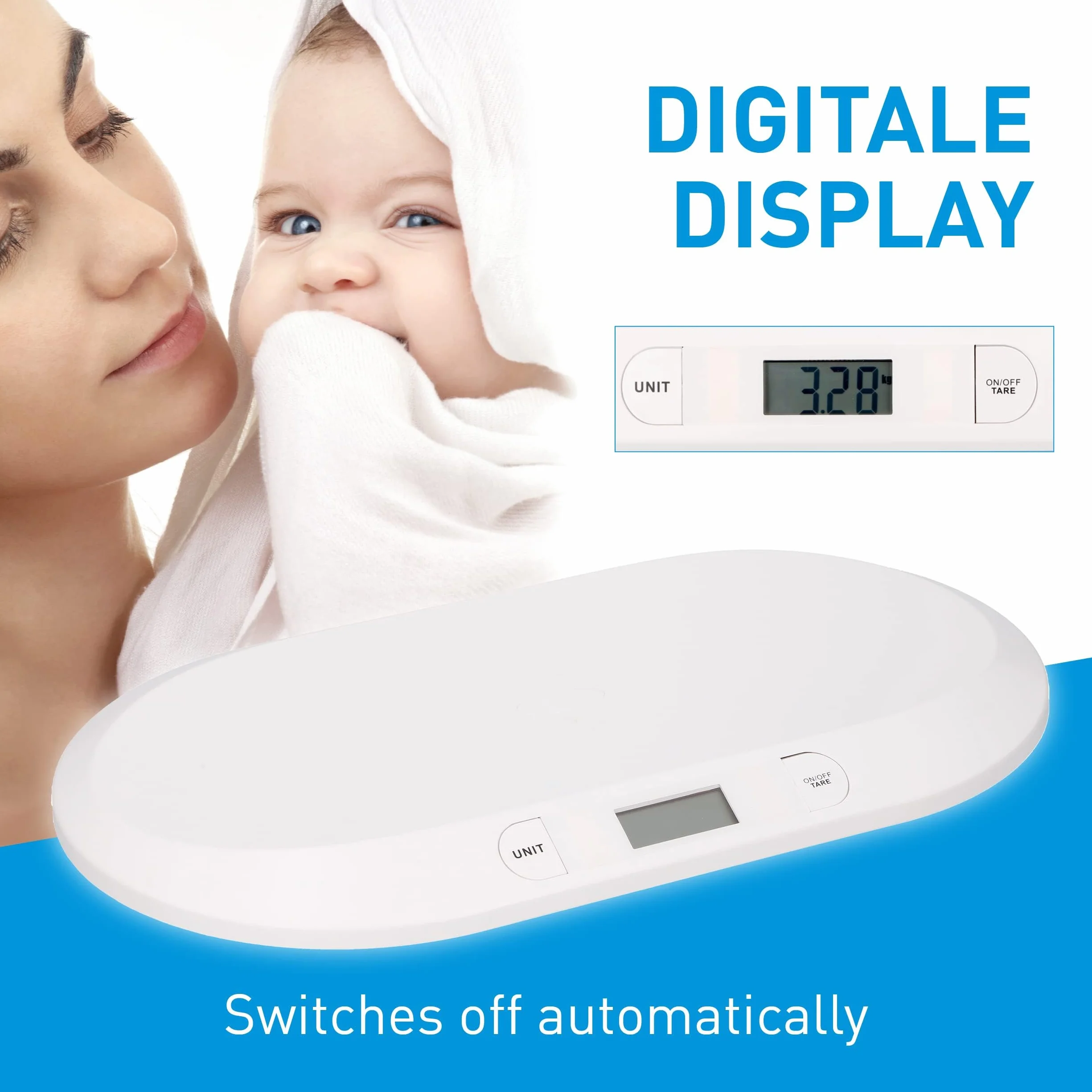 Grundig Cyfrowa Waga Dla Niemowląt 20 kg Dokładność 10 g Funkcja Tary Biały