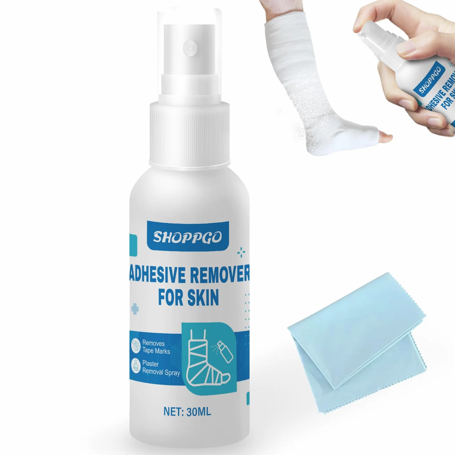 Spray do usuwania plastrów medycznych, usuwanie plastrów w sprayu, klej do usuwania resztek kleju z plastrów i opatrunków, Silky Touch z ręcznikiem, 30 ml